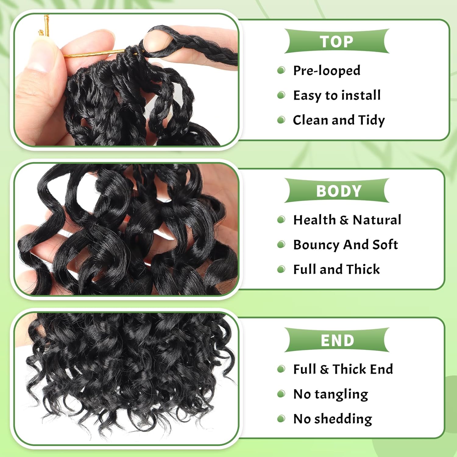 Gogo Curl Crochet Hair 8 Packs Ocean Wave Crochet Hair Pre Looped Deep Twist Goddess Box Braids Curly Water Wave Synthetic Braiding Hair For Black Women (#1B, 10 Inch (Pack of 8)) - Image 5