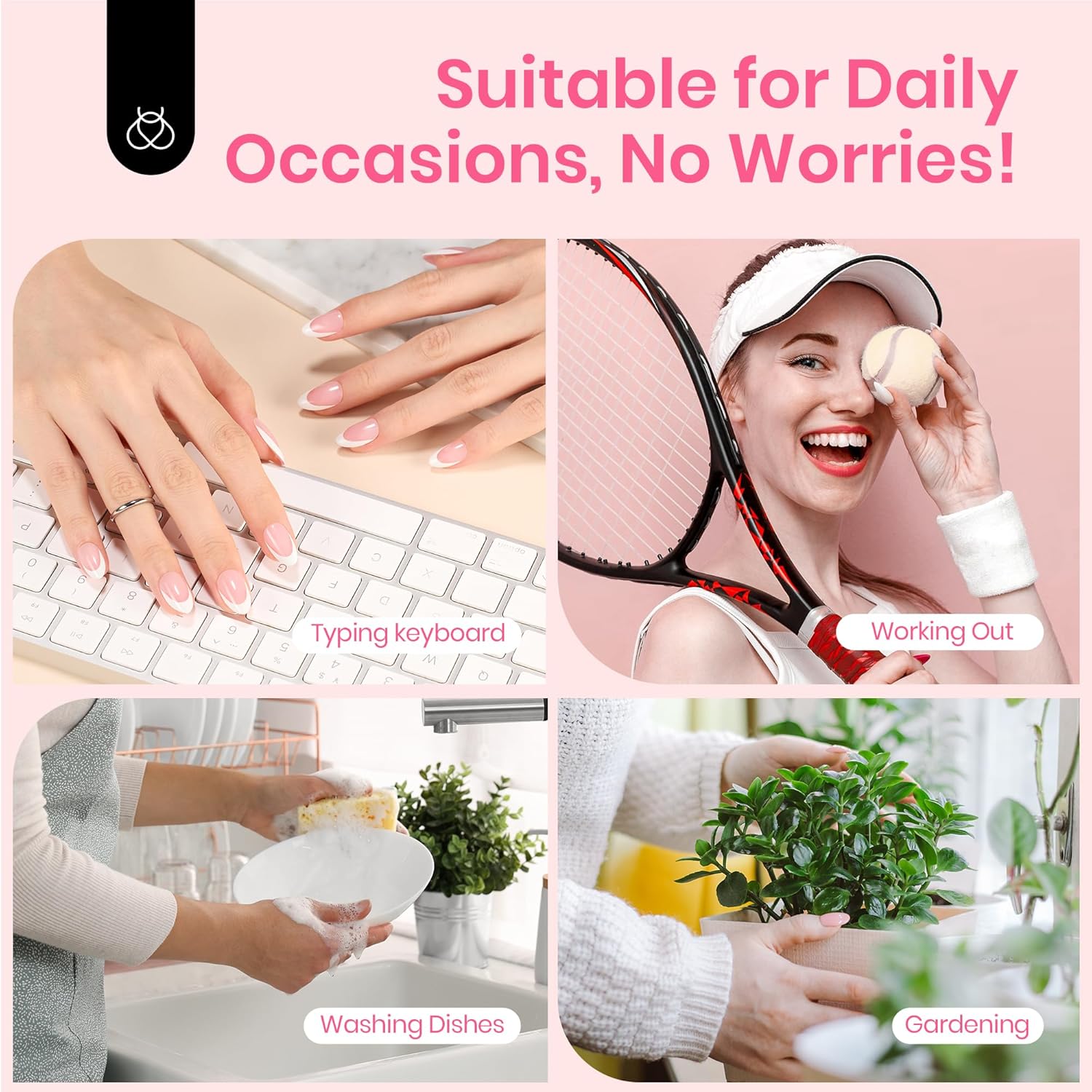 Beetles French Tip Press on Nails Long Square Salon Quality, White French Pink Gel Nail Tips 15 Sizes, Etch X Pre-Primer No Need to File Tips Soak Off Acrylic Nails Extensions DIY Nail Art for Women - Image 7