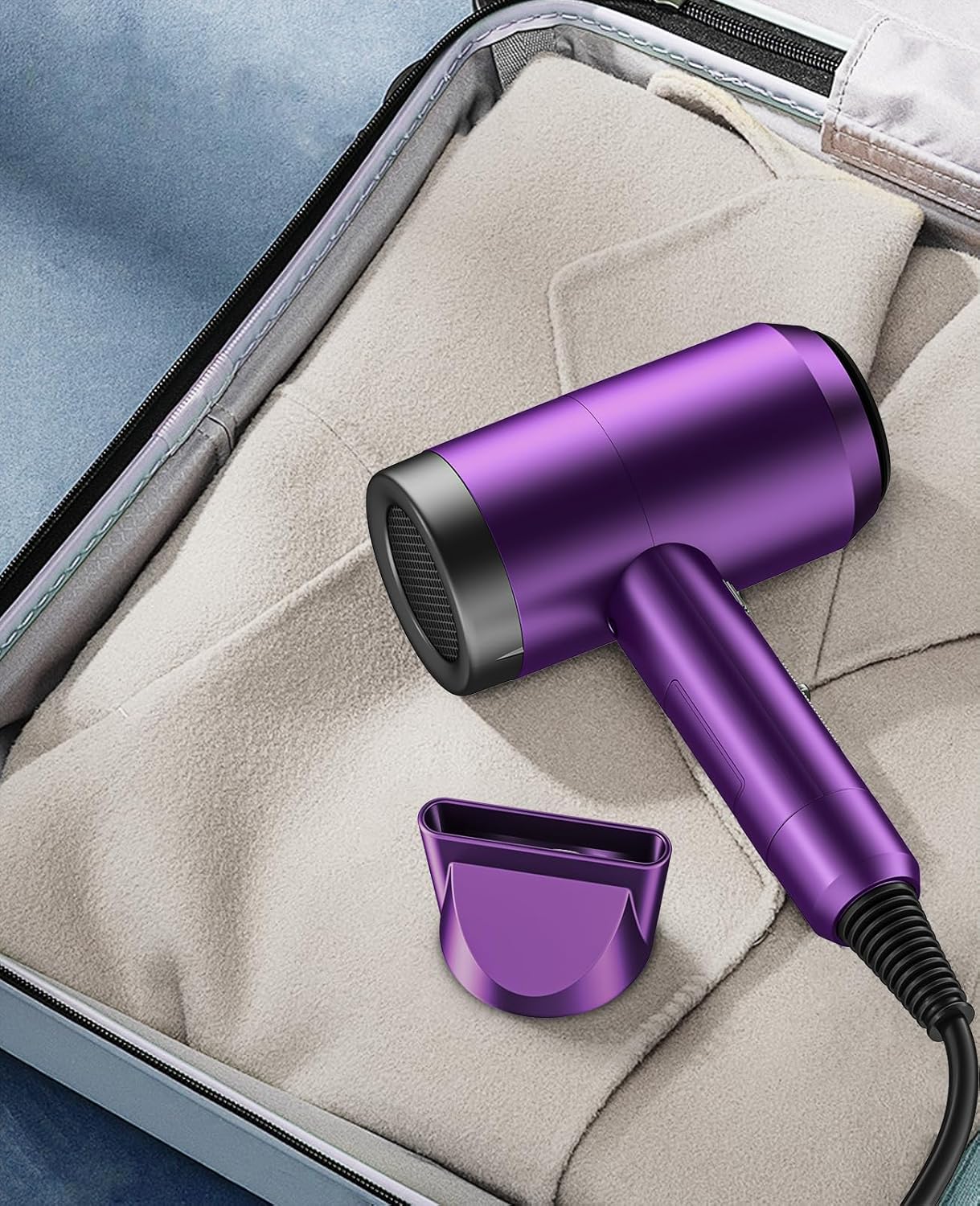 Hair Dryer with Diffuser, CONFU Ionic Blow Dryer 1600W, Portable Lightweight Fast Drying Negative Ion Hairdryer, 3 Heat Settings with Diffuser and Concentrator Nozzle for Home & Travel - Image 7
