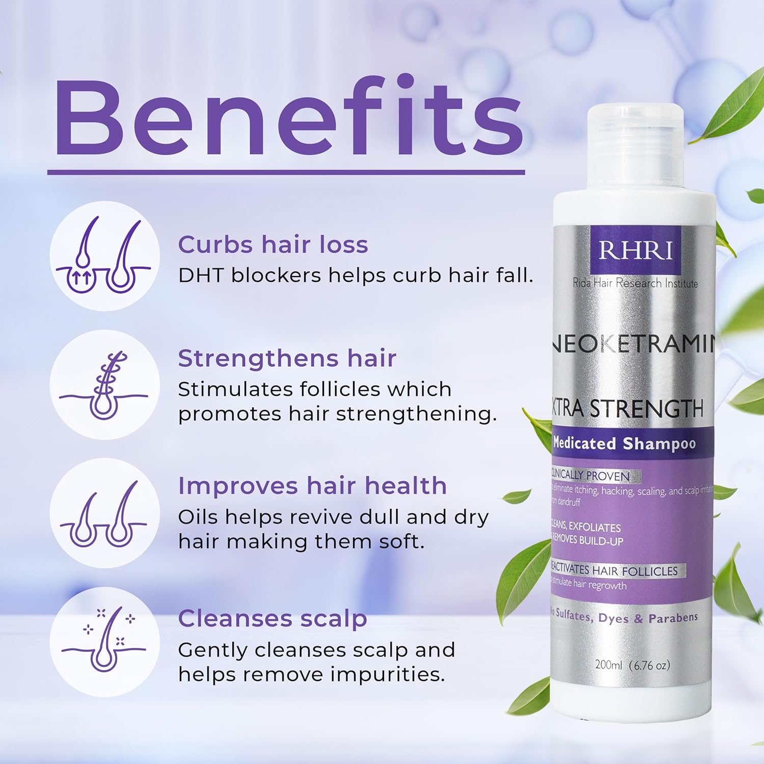 Anti Fungal Shampoo for Men & Women | Anti Dandruff, Medicated, Folliculitis Shampoo for Dry Scalp, Psoriasis, Ringworm | for Itchy, Flaky & Irritated Scalp | No Paraben & Sulphate | w/Scrubber Brush - Image 2