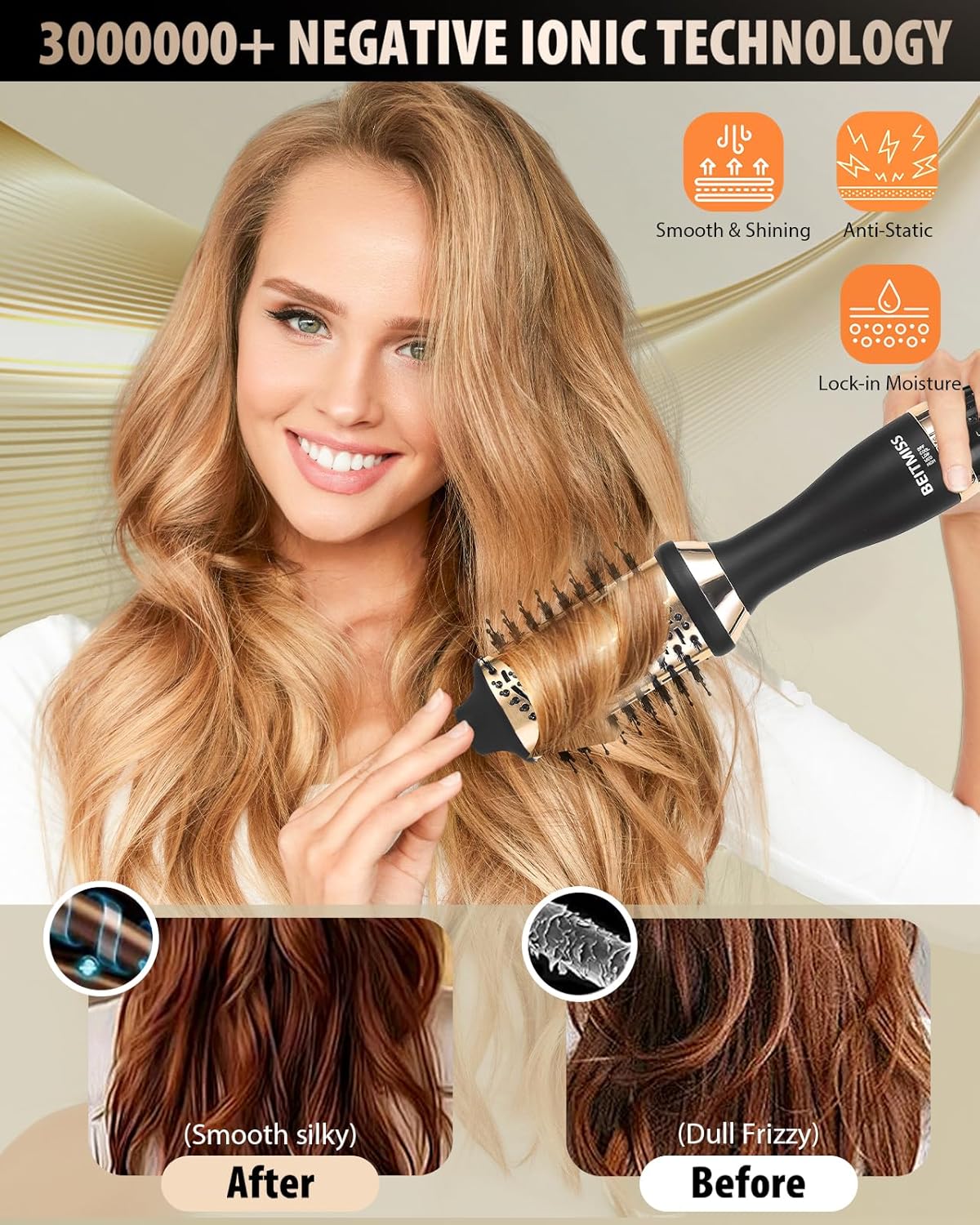 Blow Hair Dryer Brush: Detachable 4-in-1 with Ionic Technology, Brush-Blow-Dryer Oval Barrel with Ionic Technology Fluffy, Belowout-Hair-Volumizer - Image 4