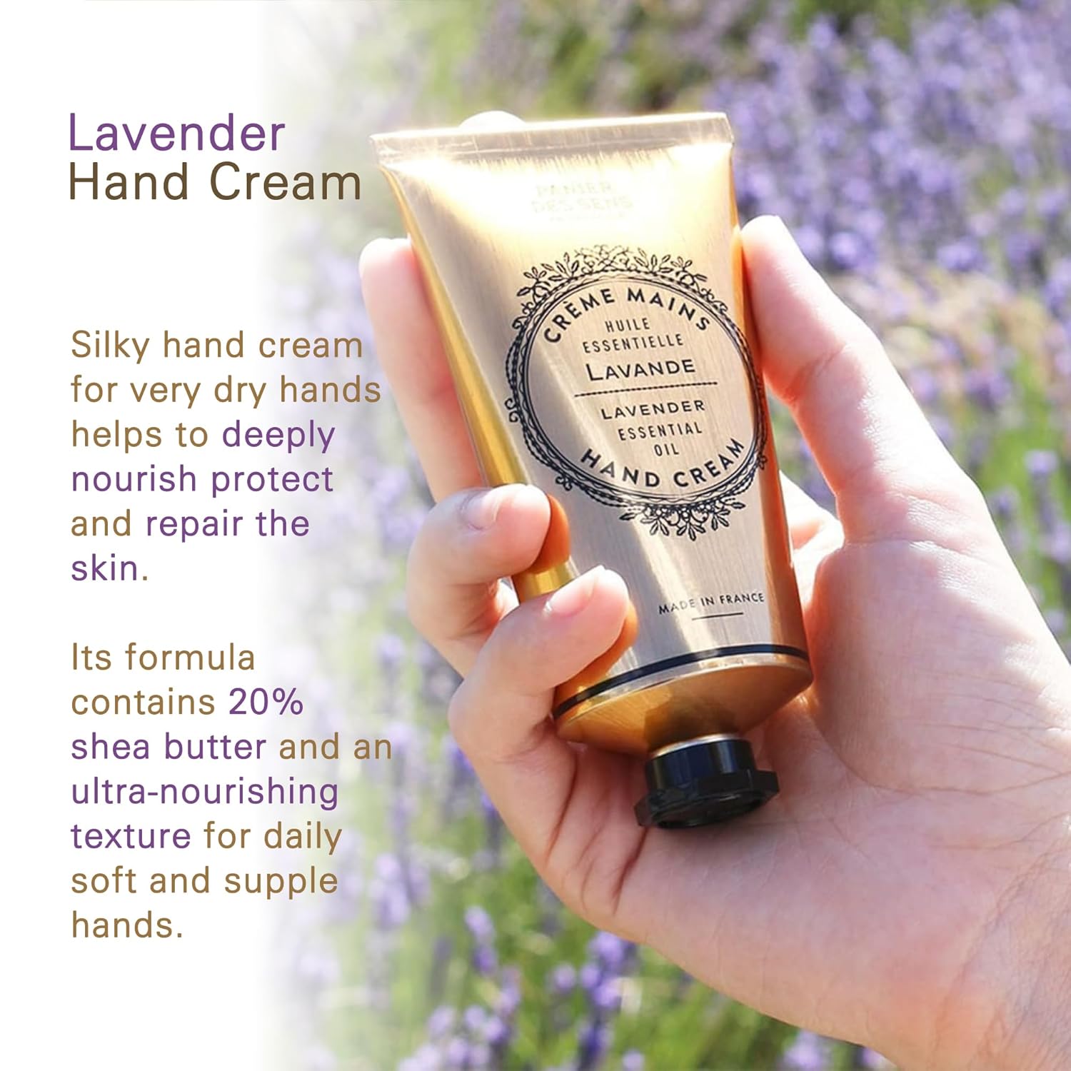 Panier des Sens Lavender Hand Cream for Dry, Cracked Hands, 2.5 fl oz Shea Butter Formula - Image 4