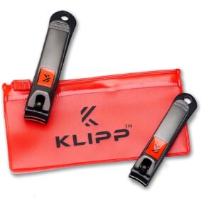 Nail Clipper Set for Men and Women, KLIPP Arched Zinc Alloy Nail Clippers with Built in Fingernail Files on Non-Slip Levers – Trim and Shape Finger and Toe Nails with Travel Nail Care Kit
