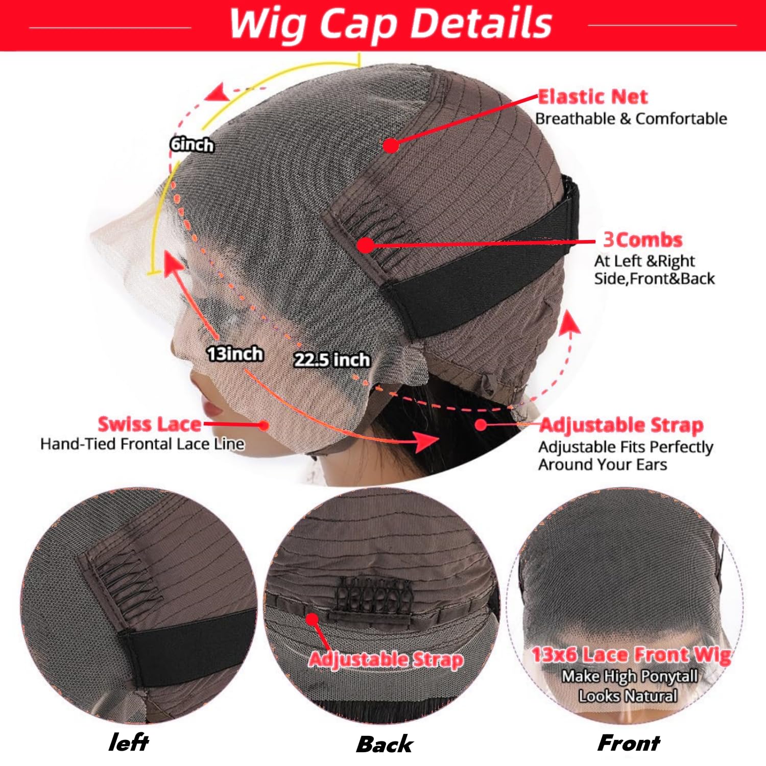 13x6 Bob Wig Deep Wave Lace Front Wigs Human Hair 13x6 Lace Frontal Wigs 180% Density Curly Bob Wig Human Hair Pre Plucked Deep Wave Wig for Black Women (Natural Black, 12Inch) - Image 5