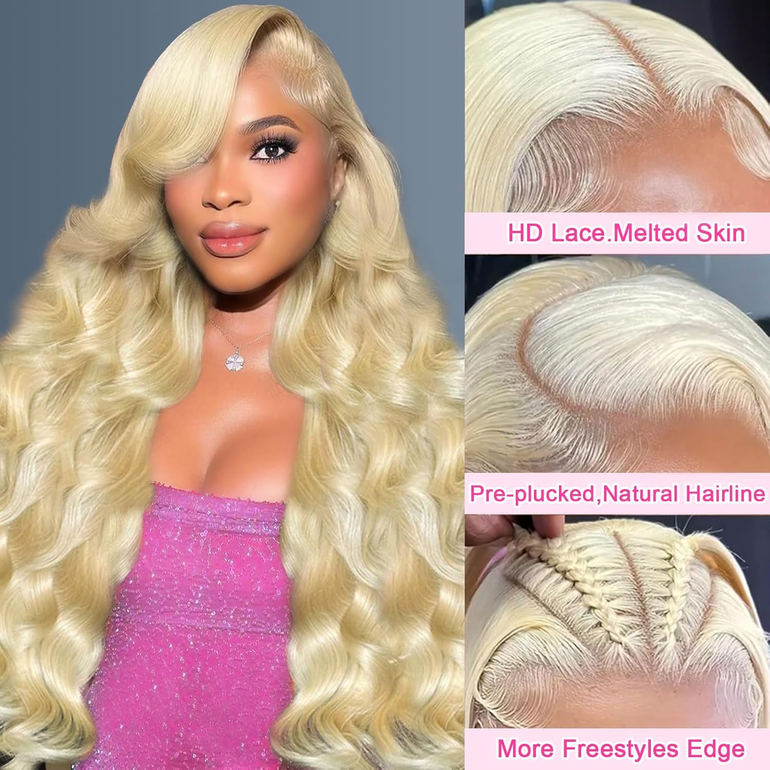 28 Inch 613 13x6 Lace Front Wig Human Hair 200 Density Blonde Wig Human Hair 613 Body Wave Blonde HD Lace Front Wigs Human Hair Pre Plucked 613 Lace Frontal Wigs - Image 2