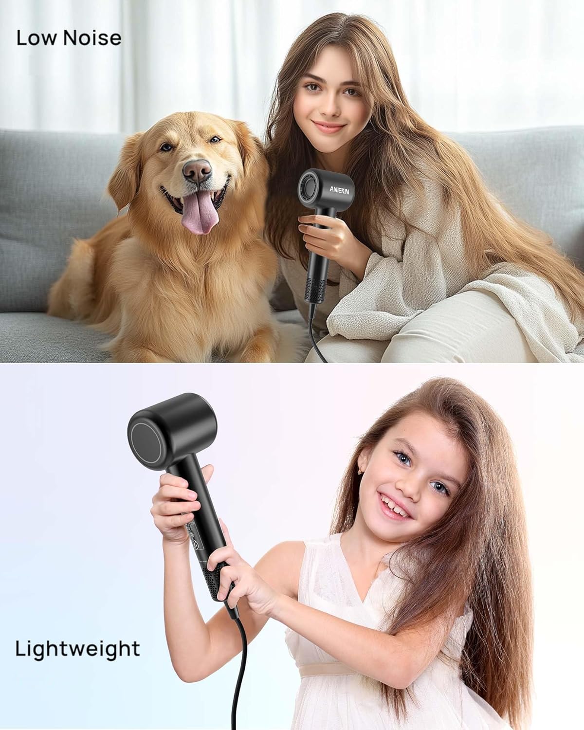 Hair Dryer, High-Speed Ionic Low Noise Blow Dryer with Brushless Motor for Fast Drying, Thermo-Control Quiet Compact Hair Blow Dryer with Magnetic Diffuser for Curly Hair for Home Travel Salon - Image 6
