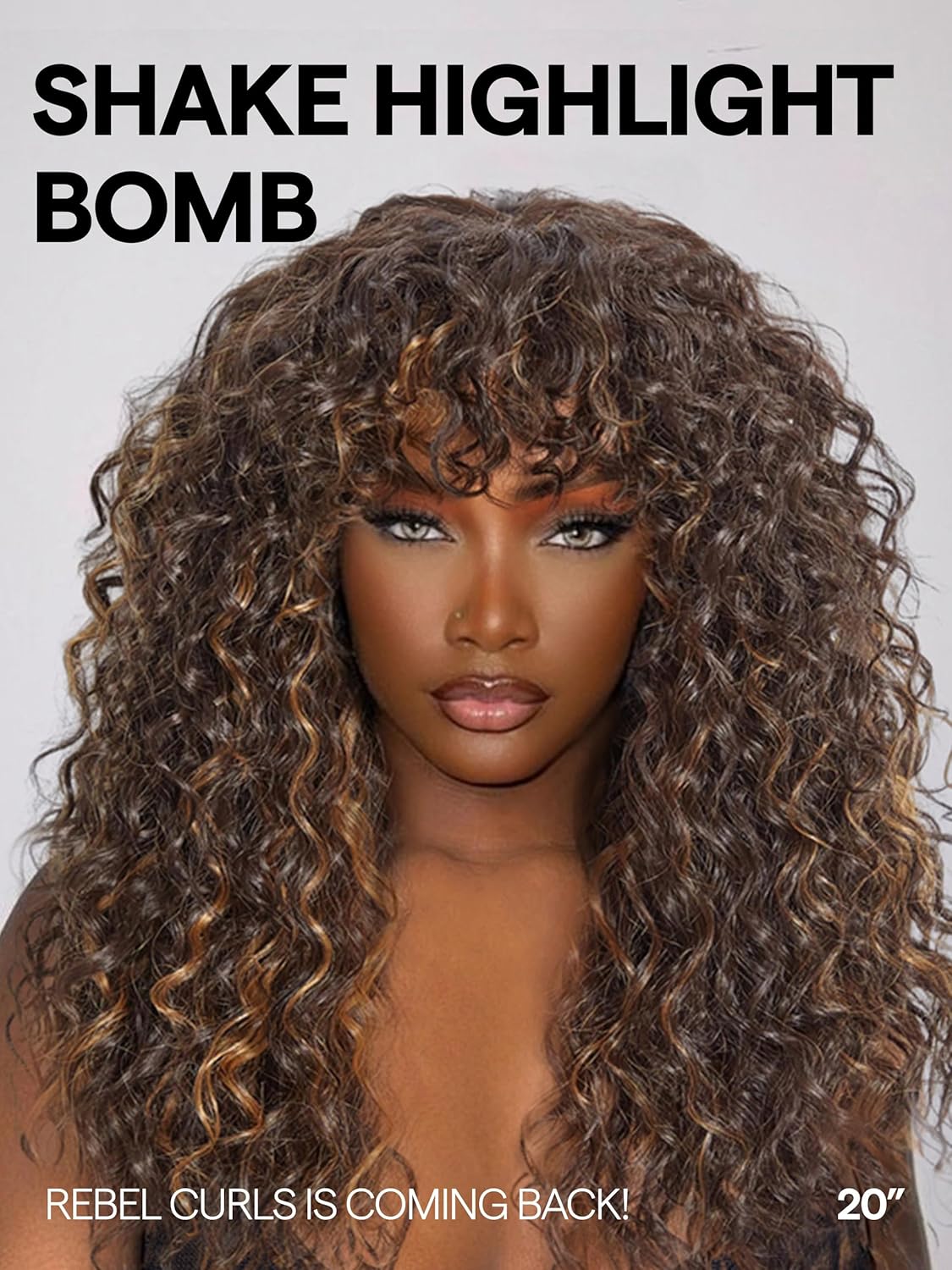 GORGIUS Shaggy Haircuts Natural Highlight Curly Wigs with Bangs Crafted with Style-Archive Technology: Premium Fiber & Remy Human Hair Blended, Realistic Look with True Scalp - Image 4