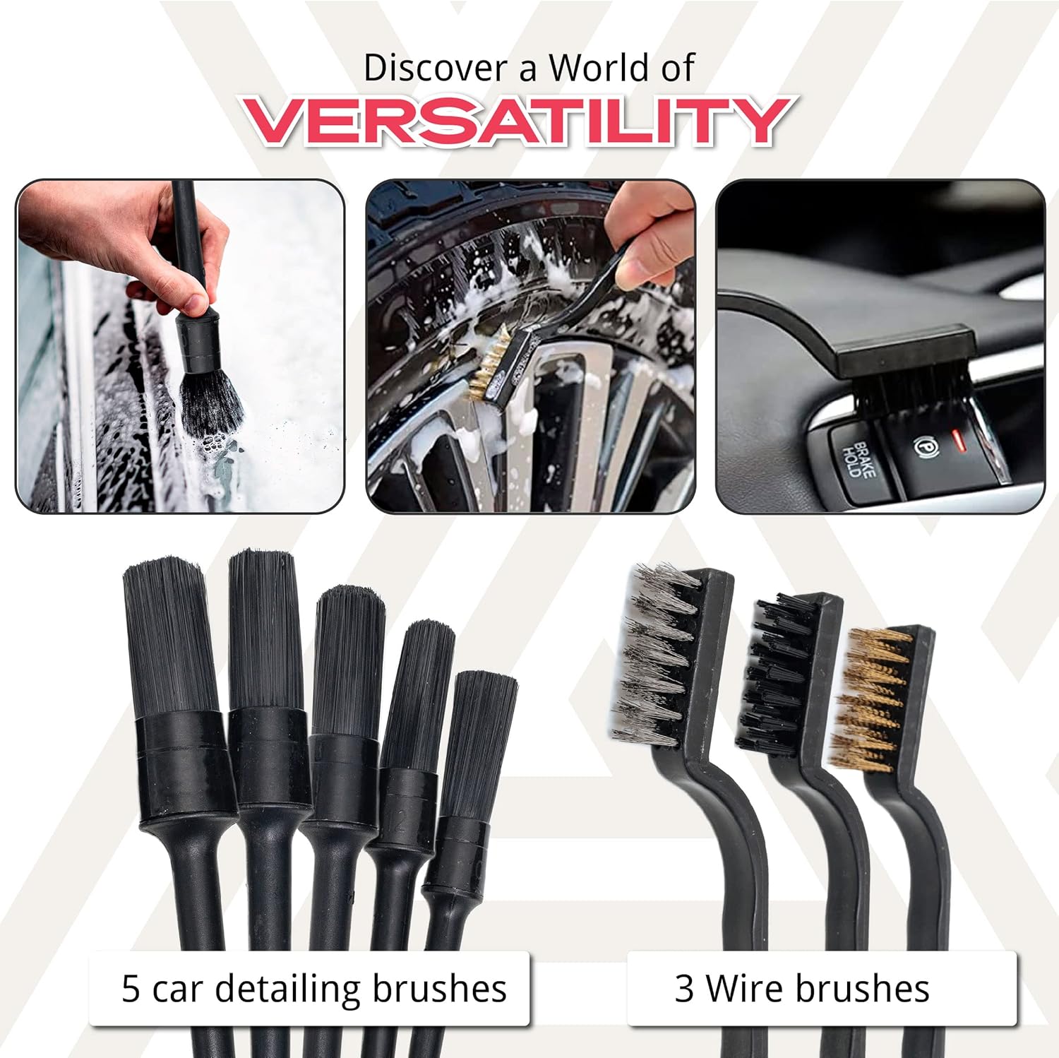 27 Piece Car Accessories Tool Set - Comprehensive Car Detailing Kit with Drill & Soft Brushes, Chrome Polishing Tool, & Car Cleaning Supplies - Ideal Car Wash Kit & Detailing Brush Set - Image 3