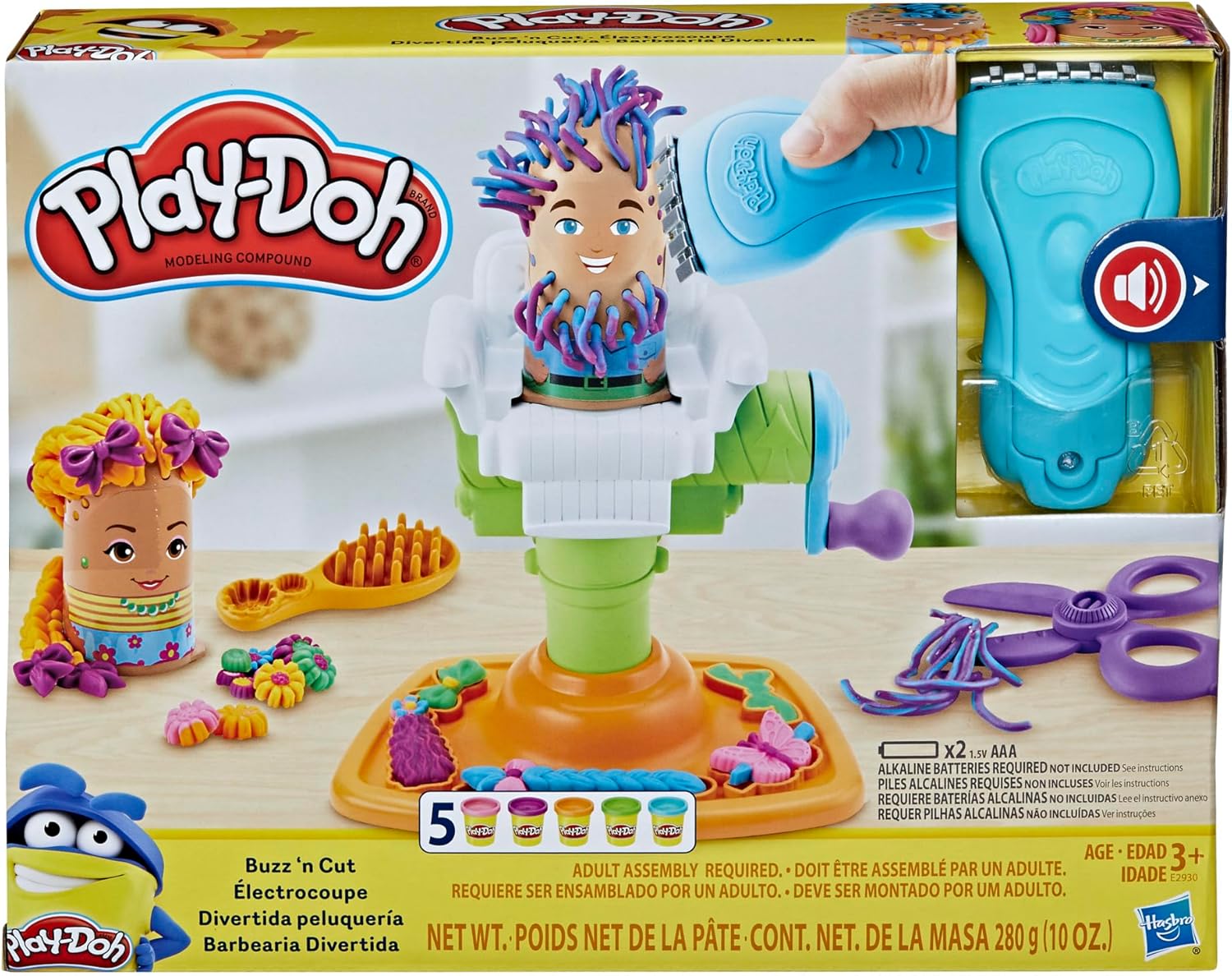 Play-Doh Buzz 'n Cut Fuzzy Pumper Barber Shop Set, Electric Buzzer, 5 Colors of 2-Ounce Cans, Preschool Toys, Christmas Gifts Girls & Boys, Ages 3+ (Amazon Exclusive) - Image 26