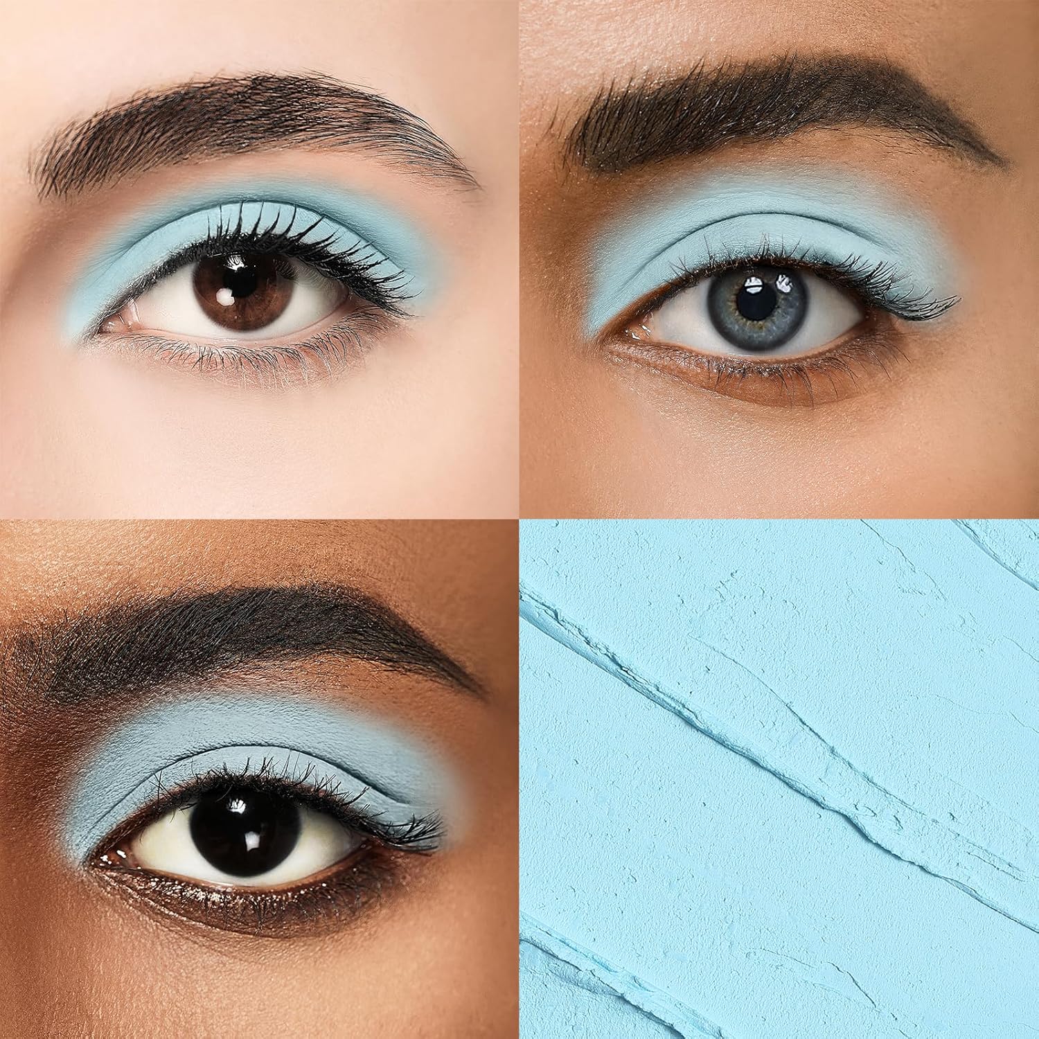 Cream Waterproof Hypoallergenic Eyeshadow Stick, long wear Metallic Glitter Matte Eye Shadow Pencil With Makeup Brush, Eye Brightener, 44 Matte Sky Blue - Image 2