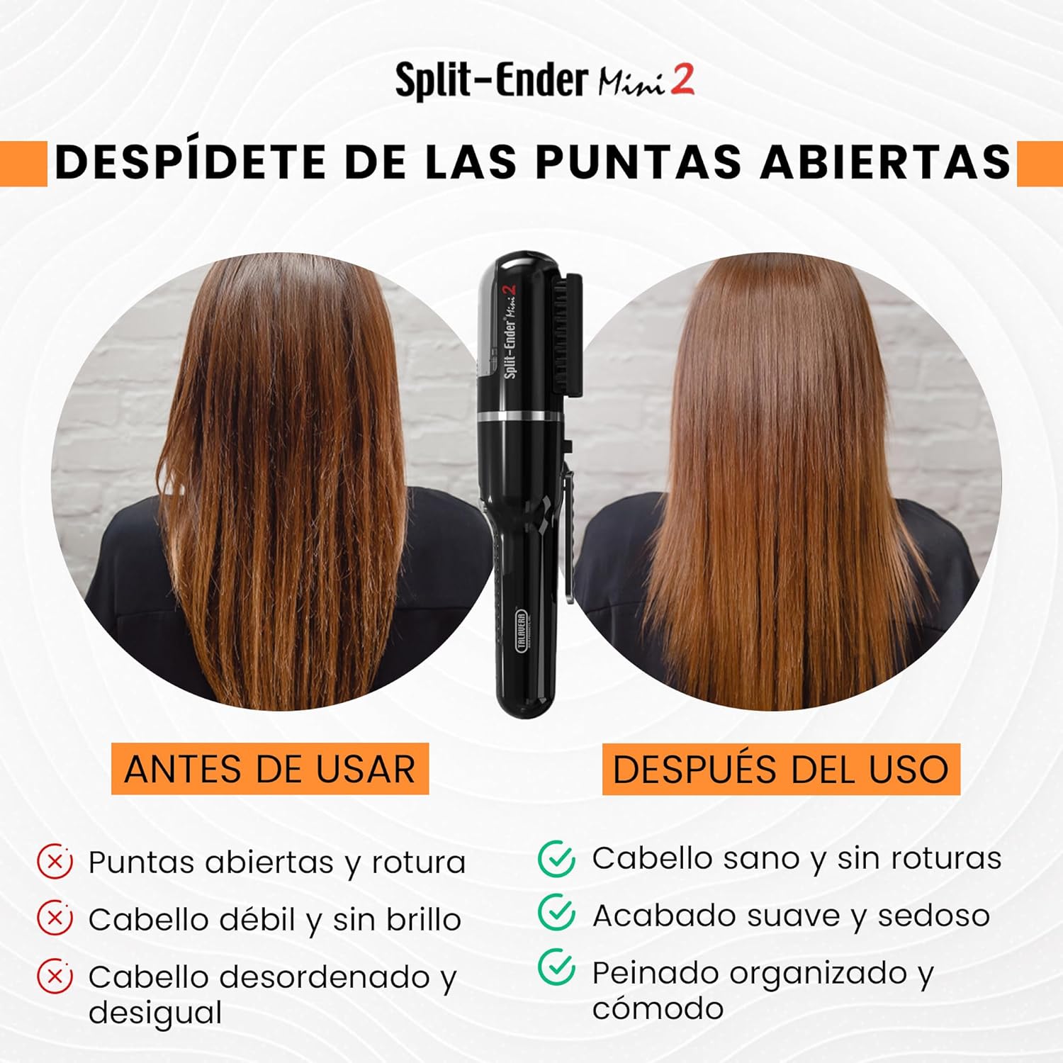 Split Ender Mini 2 - Cordless Split End Hair Trimmer, Solution for Dry and Damaged Hair, Rechargeable Trimmer for Broken and Brittle Split Ends, Hair Styling Tool- Black - Image 8