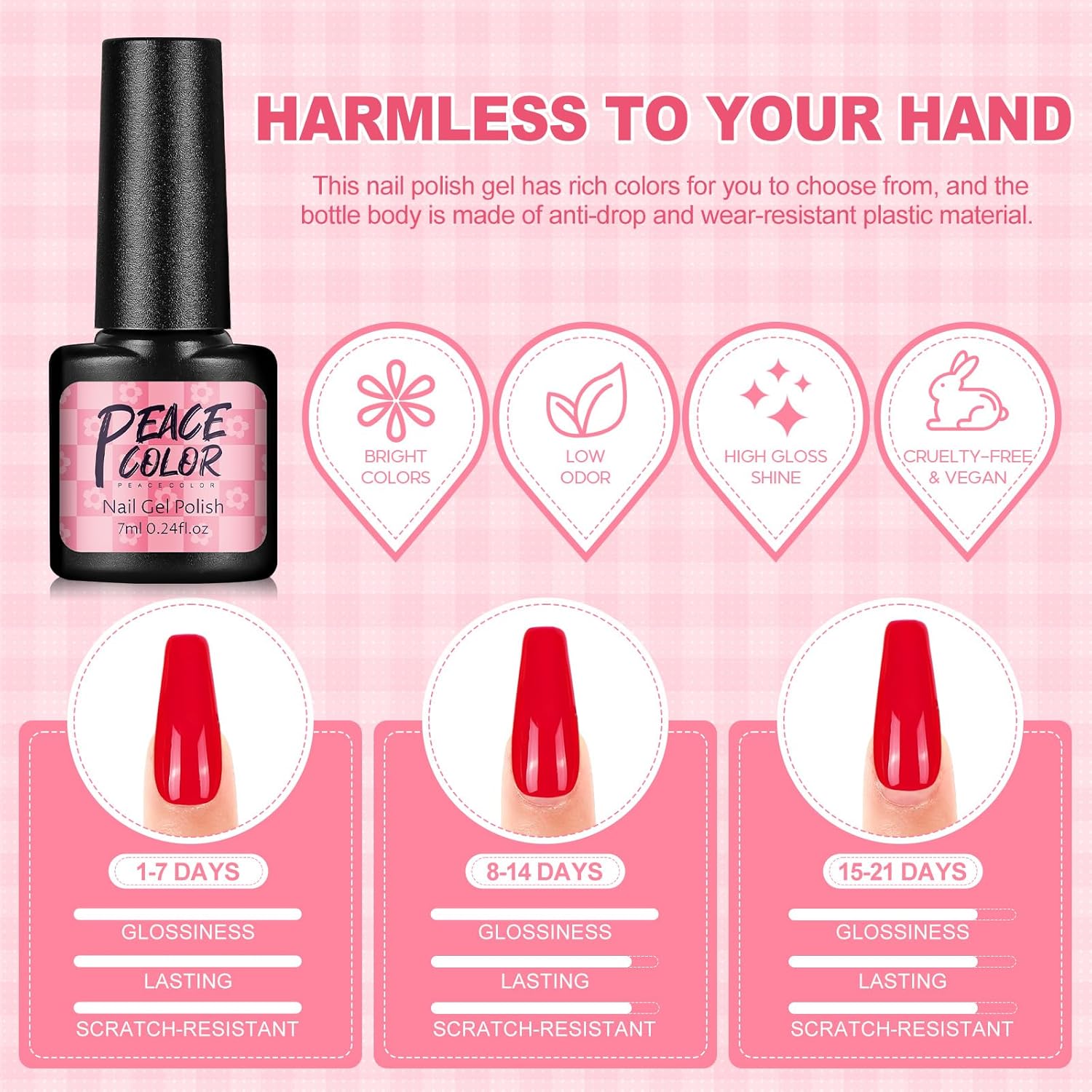 PEACECOLOR 53PCS Gel Nail Polish Kit with U V Light and Drill 35 Colors Gel Polish Nail Kit All Season Soak Off Polish Set with Matte Glitter Glossy Top Coat Manicure Tools DIY Home Women - Image 3