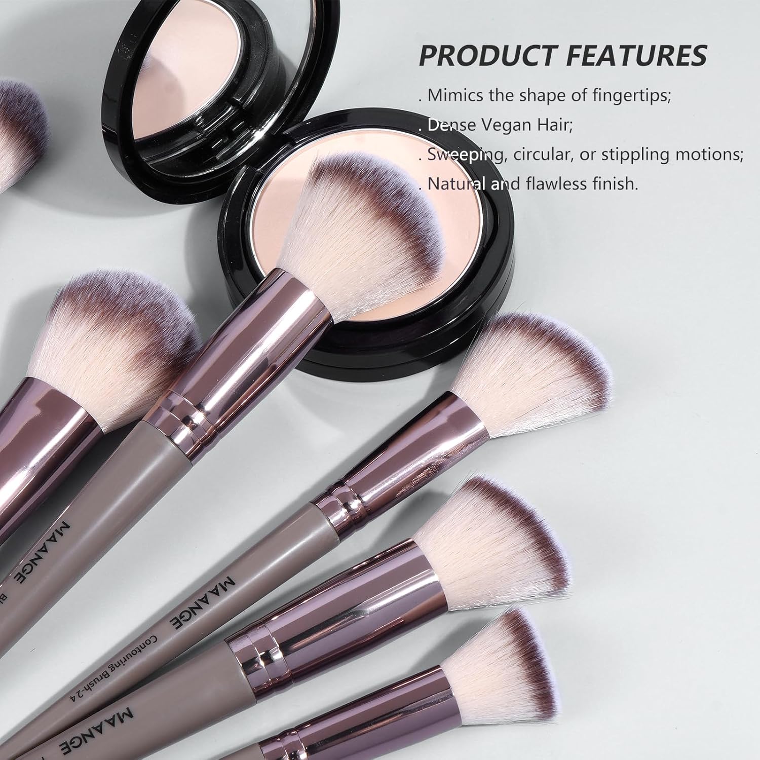 MAANGE 30 Pcs Professional Makeup Brushes with Case, Premium Synthetic Face Foundation Powder Blush Eyeshadow Blending Eye Brush Set Travel Makeup Brushes Set(Champagne) - Image 4