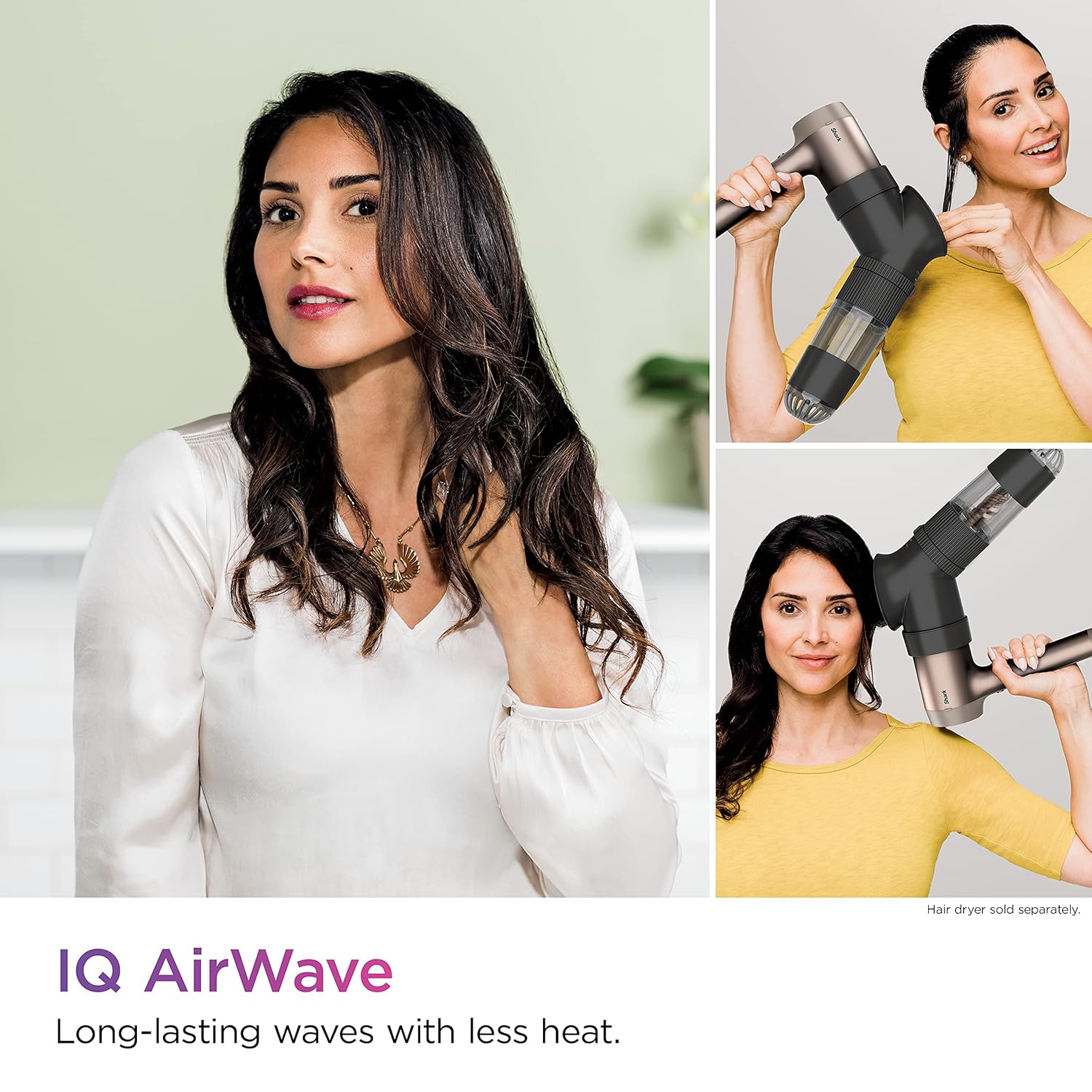 Shark HD100AWA IQ AirWave Beach Wave Attachment, Works with HD112 series and HD120 series ONLY, Styling Tool, Auto Preset Touchless Waver for Straight and Wavy Hair, Long-Lasting Beach Waves - Image 2