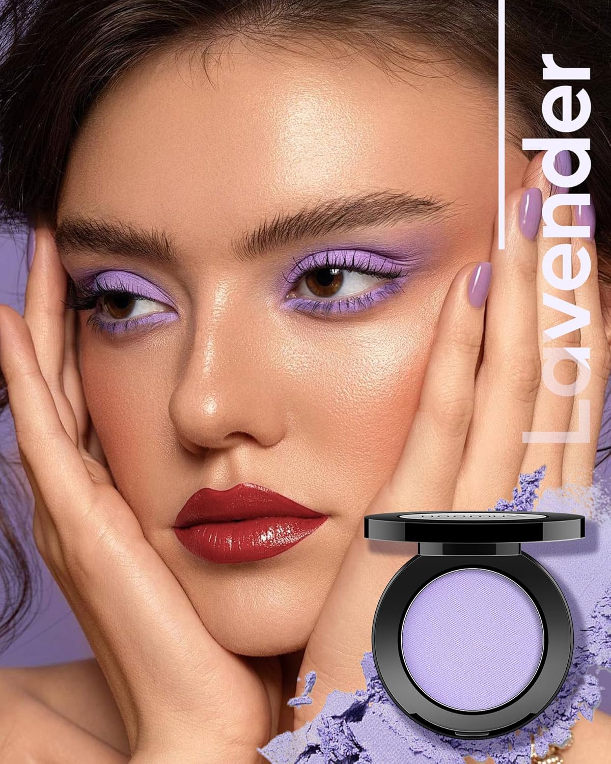 Single Purple Eyeshadow Matte Handmade Pressed Eyeshadow Powder Palette Long Lasting With No Creasing High Pigmented Intense Color Purple Eye Shadow (Lavender) - Image 2