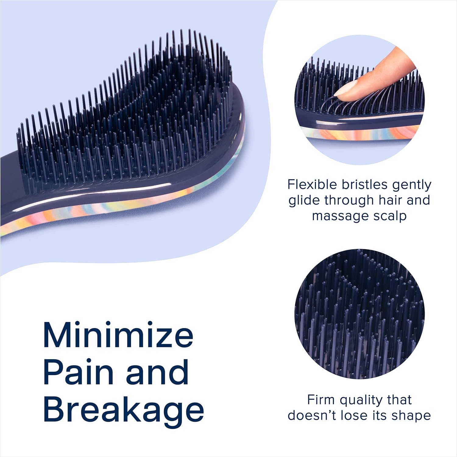 Crave Naturals Glide Thru Hair Brush - Detangler Brush for Curly, Straight, Wet or Dry Hair - Gentle Detangling Brushes for Adults, Kids, Toddlers - Hair Accessories for Women - 7.5x3 Soft Hazy Swirl - Image 3