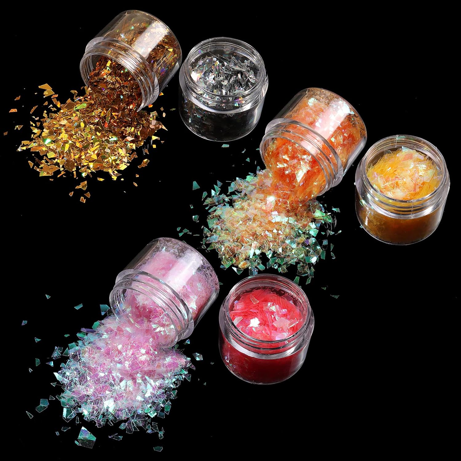 Allstarry 12 Colors Mermaid Nail Chunky Glitter Ultra-Thin Fluorescent Glass Paper Irregular Iridescent Sequin Flakes Glitters Sticker for Nails Art Decoration Hair Eyes Face Body DIY Craft - Image 3