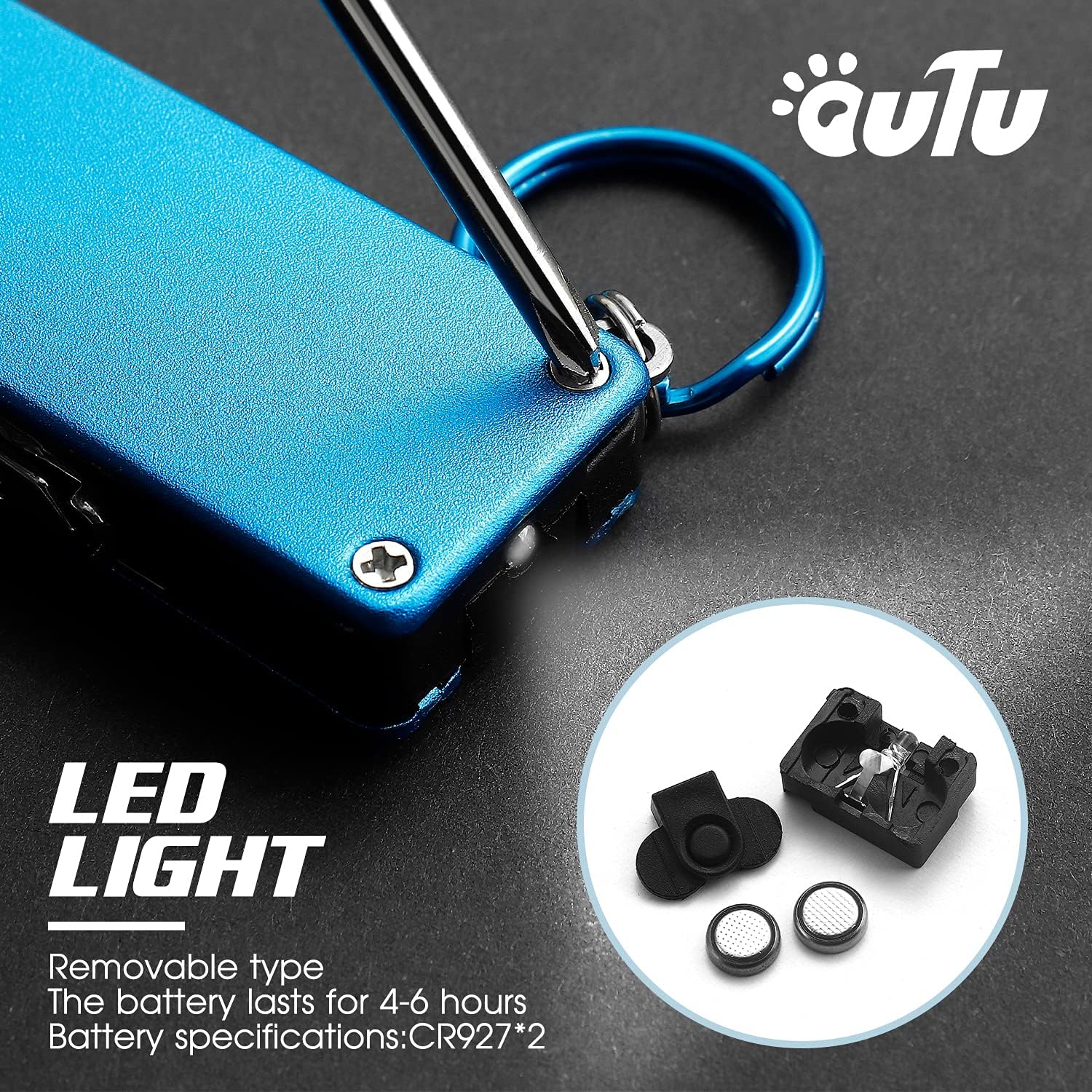 OUTU Keychain Nail Clippers Multitool, 8 in 1 EDC Utility Tool with Nail Clipper, Scissors, Tweezers, Gifts for Him Men Husband Dad Boyfriend (Blue) - Image 6