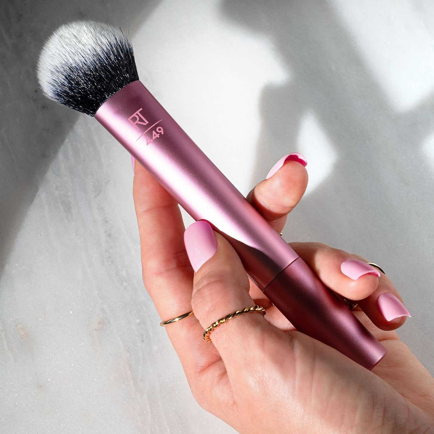 Real Techniques Tapered Cheek Makeup Brush, For Blush, Highlighter, Loose, Or Pressed Powder, Blush Brush With Synthetic Bristles, Precise Makeup Application, Aluminum Handle, Cruelty Free, 1 Count - Image 6