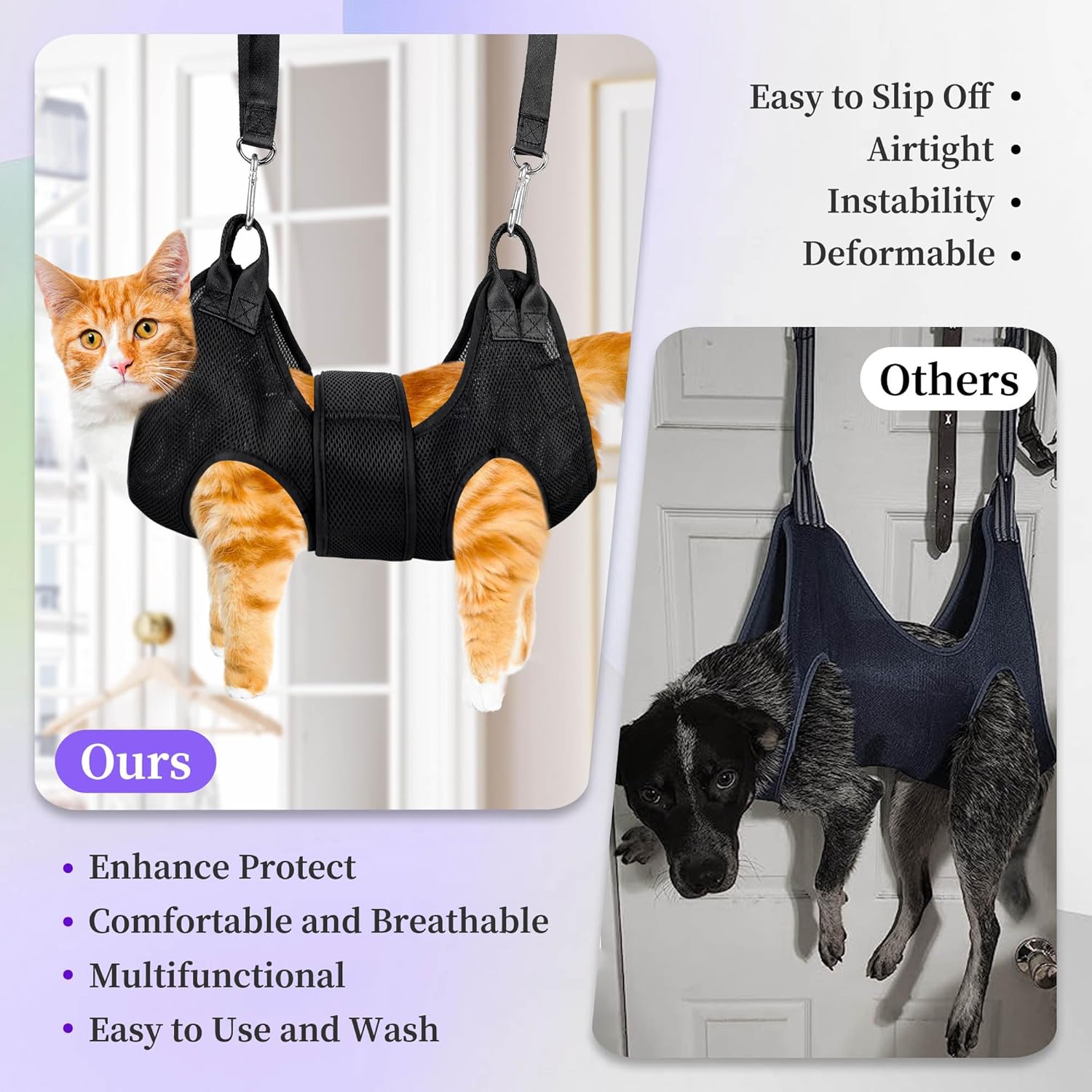 PatiencET Cat Grooming Hammock Pet Hammock Cat Nail Clipper Hammock for Nail Trimming Dog Sling for Nail Clipping Dog Hanging Harness (Black XS) - Image 5