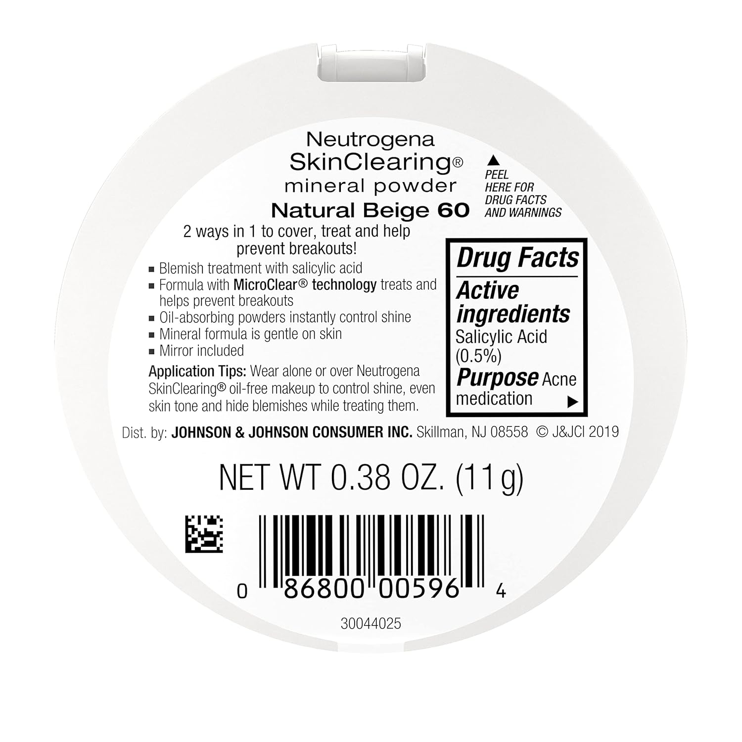 Neutrogena SkinClearing Mineral Acne-Concealing Pressed Powder Compact, Shine-Free & Oil-Absorbing Makeup with Salicylic Acid to Cover, Treat & Prevent Breakouts, Natural Beige 60,.38 oz (Pack of 2) - Image 9