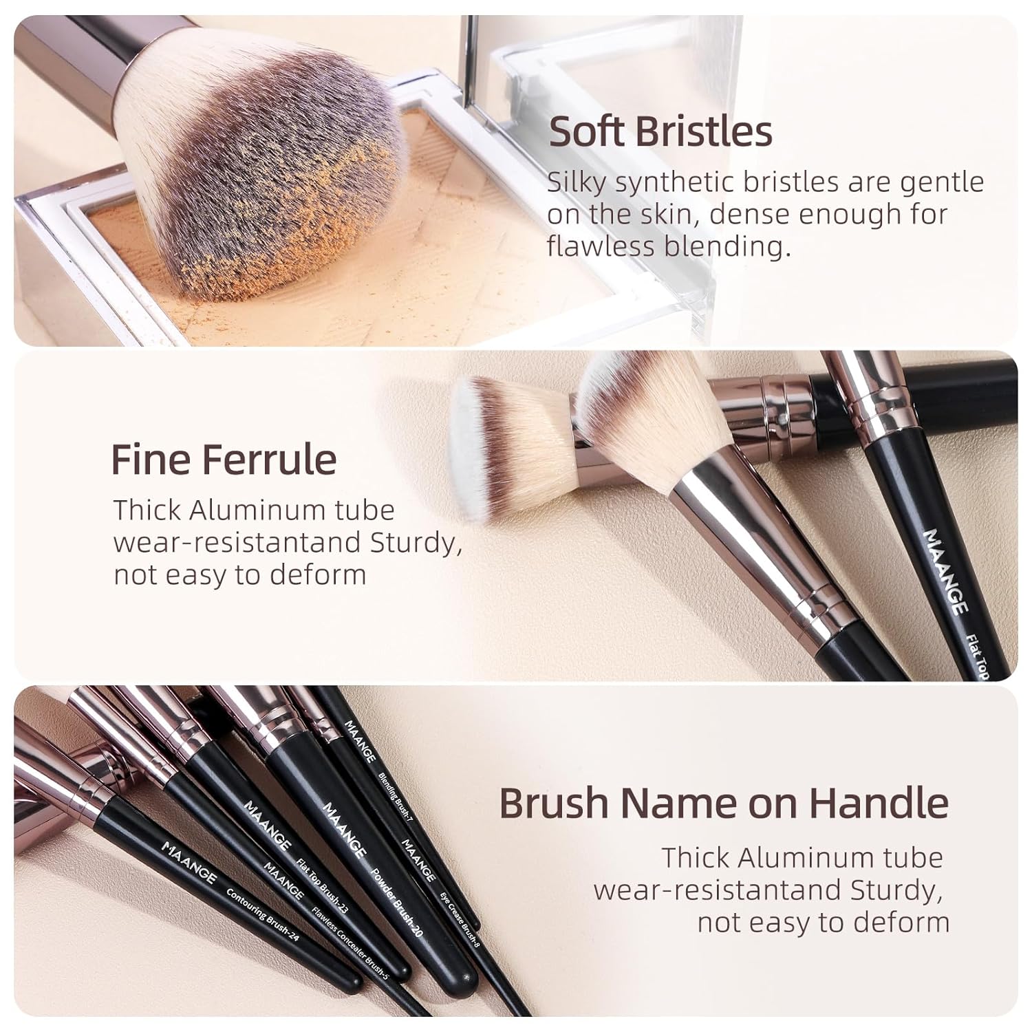 MAANGE Makeup Brushes 51 Pcs Makeup Kit, Multi-functional Makeup Tool Set with Makeup Brush Foundation Brush Make up Brushes Set (Black Gold) - Image 5
