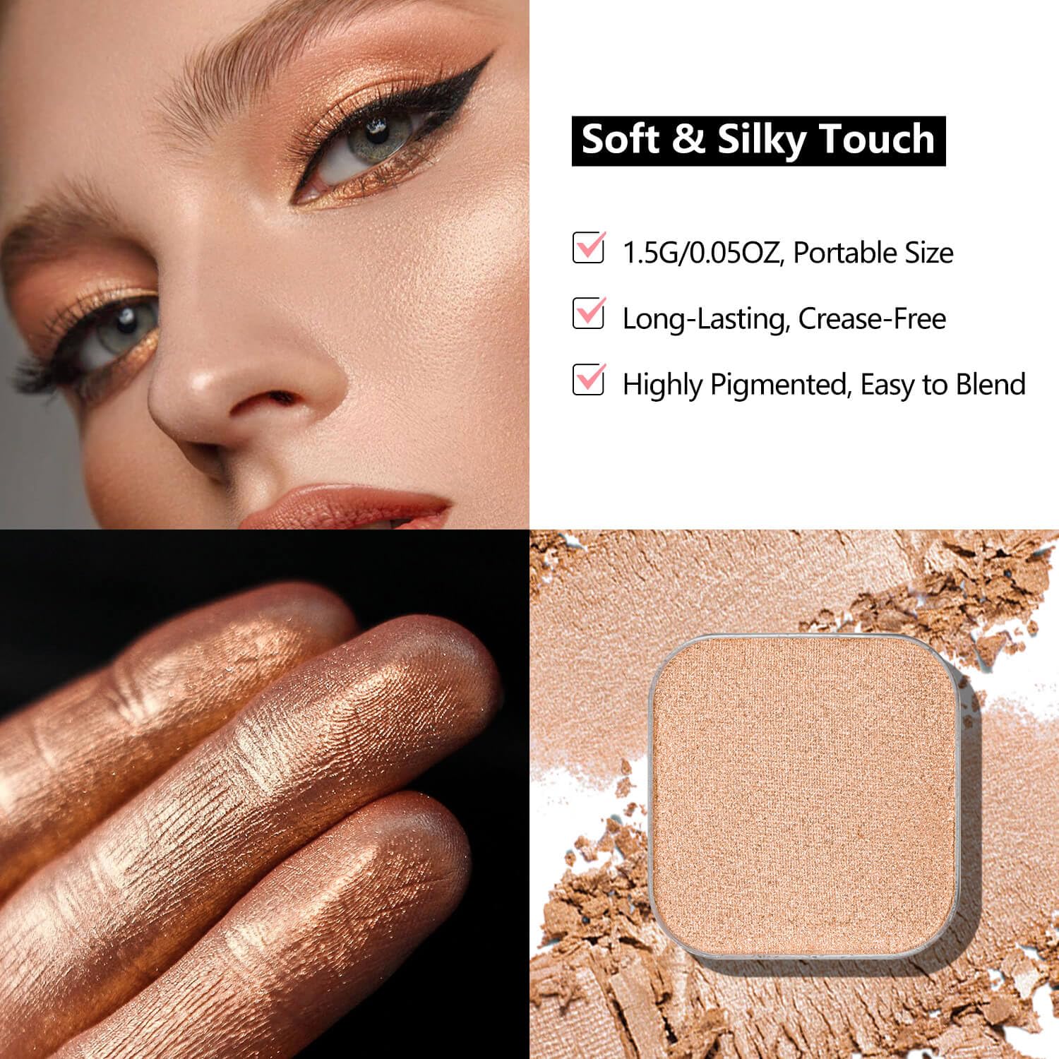 Magnetic Eyeshadow Soft Peach with Hints of Yellow and Pink, Satin Finish, Easy to Blend, Magnetic Pan for DIY Makeup Palette (Peach Glow) - Image 3
