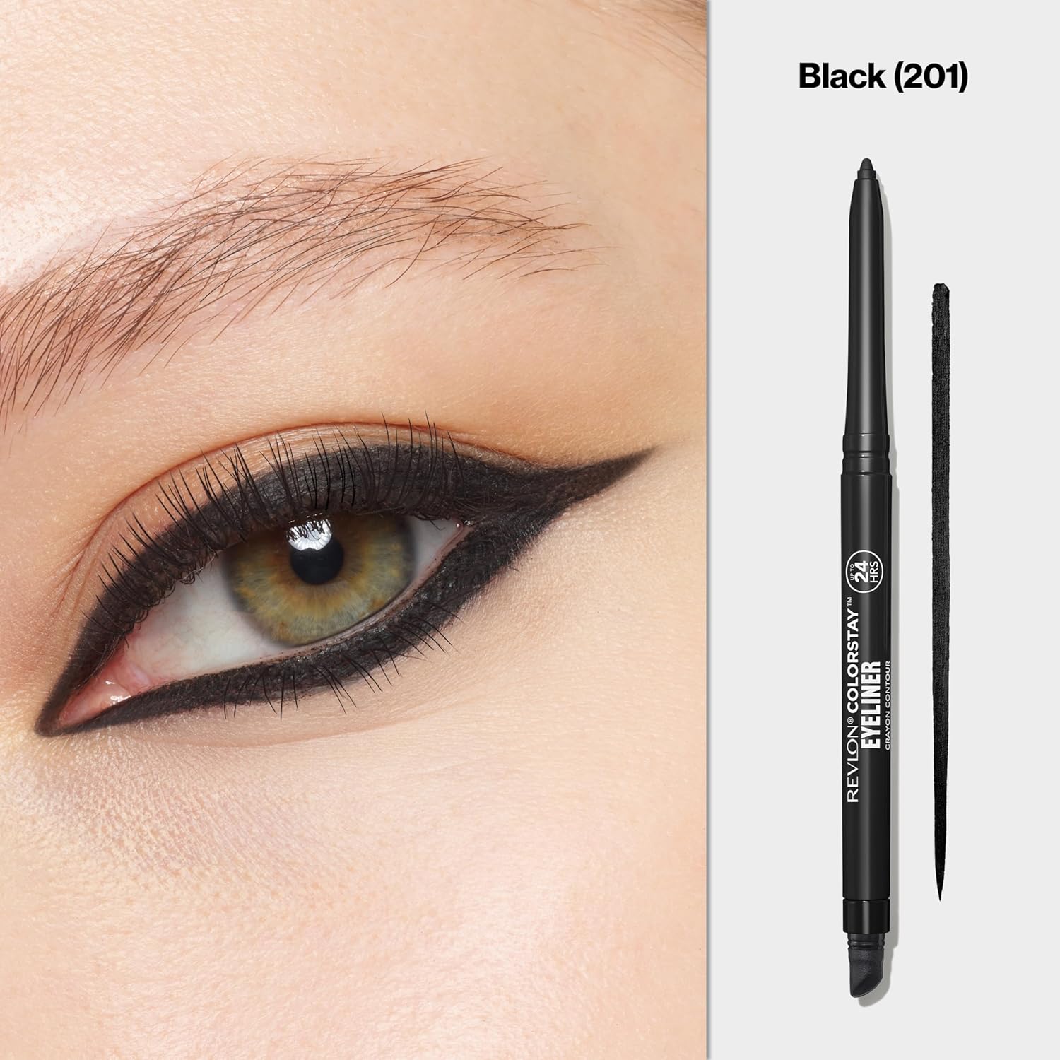 Revlon ColorStay Pencil Eyeliner with Built-in Sharpener, Waterproof, Smudgeproof, Longwearing Eye Makeup with Ultra-Fine Tip, 201 Black, 0.01 oz - Image 2