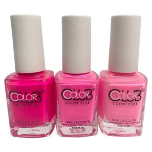 Color Club Pink Nail Lacquer Set of 3 - Long Lasting Quick Dry Polish Set - Nail Polish for Nail Art and Salon Style