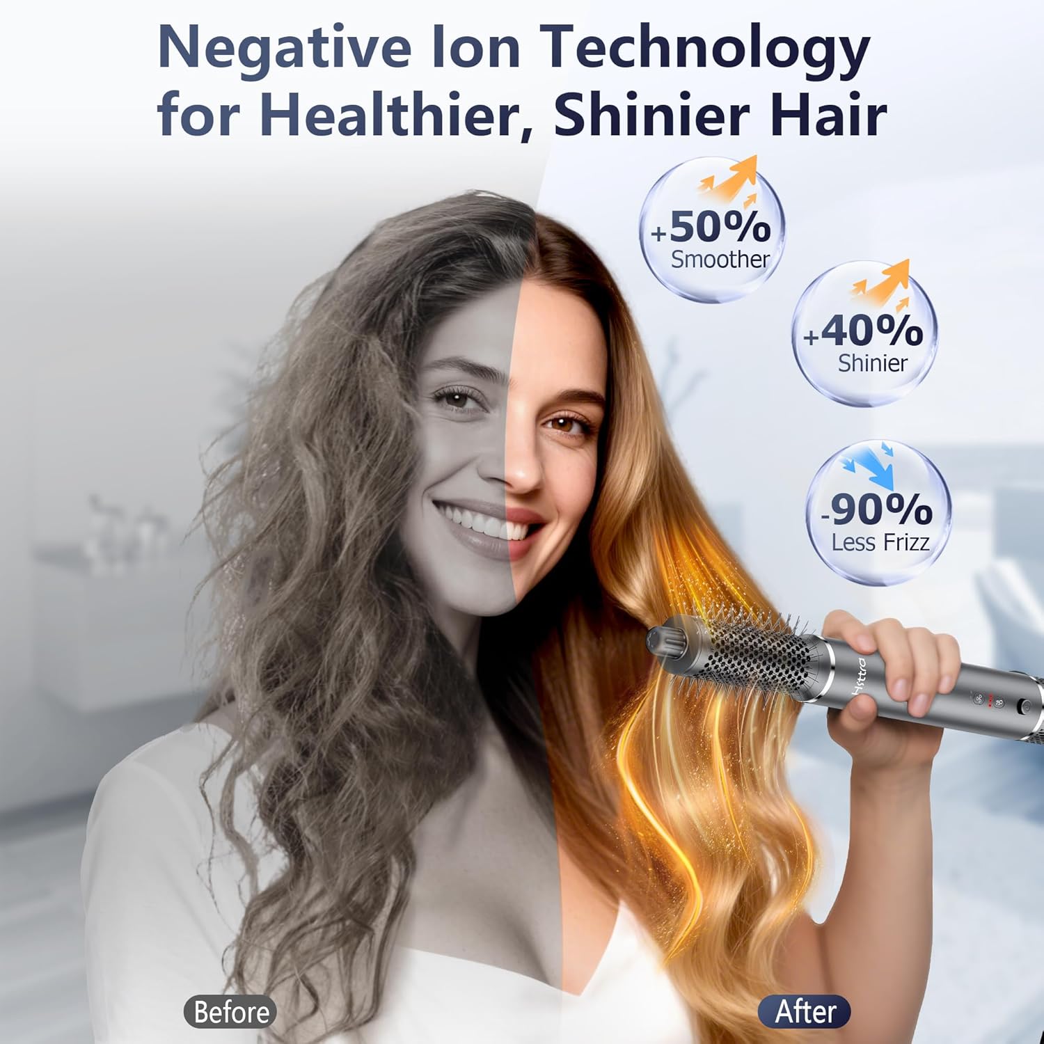 6-in-1 Multi Styler & Professional Hair Dryer Brush, Frizz-Free Hot Air Wrap Hair for Fast Drying, Volumizing, Straightening, Curling Without Heat Damage, Gift for All Hair Types' Women (Gray) - Image 4