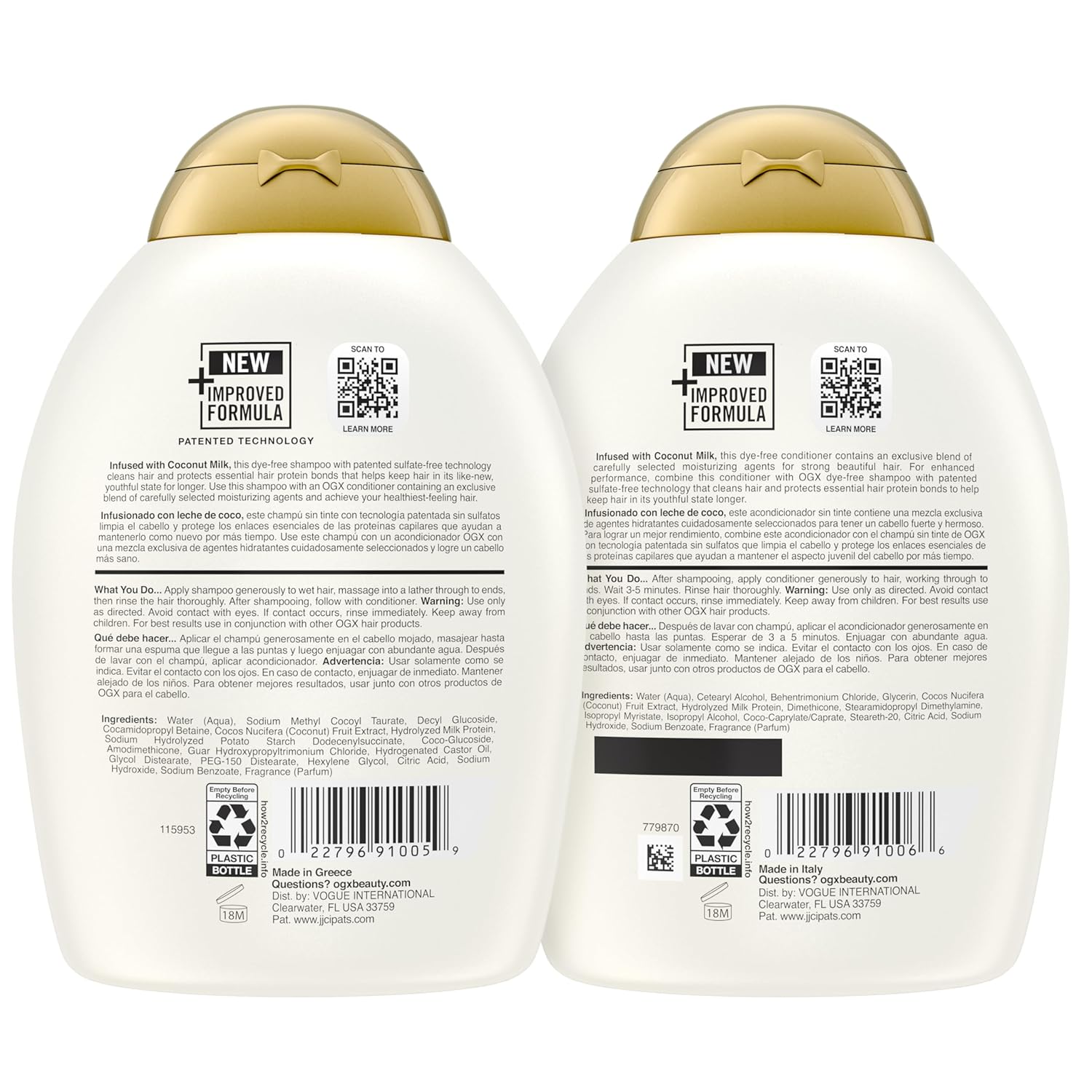 OGX Nourishing + Coconut Milk Shampoo & Conditioner Set, Hydrating & Restoring, Moisturizes for Soft Hair After the First Use, Sulfate-Free Surfactants, 2 Items, 2 x 13 fl. Oz - Image 8