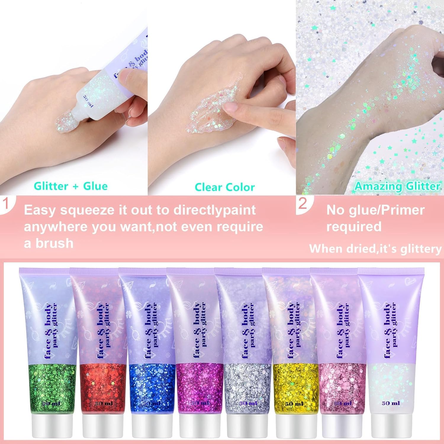 Go Ho Red Face Body Glitter 52g for Makeup, Eye, Lip, Hair, Nails - Image 9