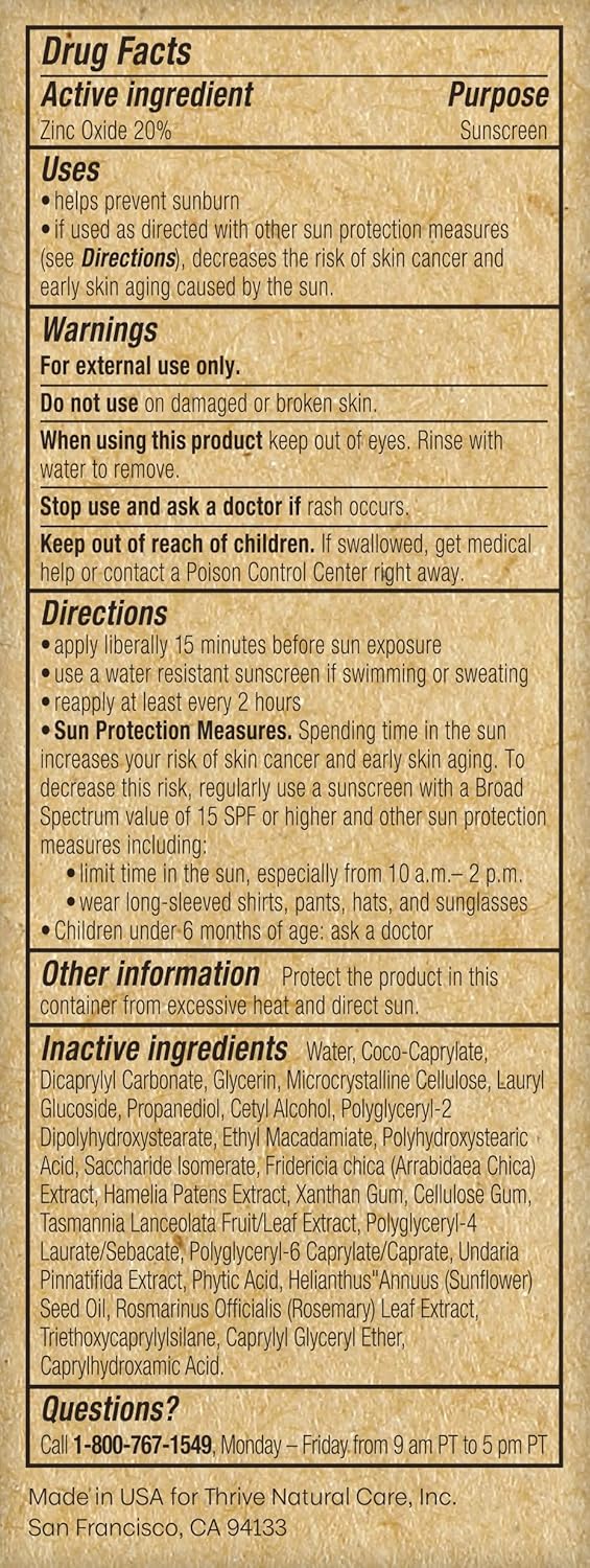 Thrive Natural Care Mineral Face Sunscreen for Sensitive Skin SPF 30, 2 Ounces - Moisturizing Unscented Sunscreen for Face - Broad Spectrum with Clear Zinc Oxide - Vegan - Image 7