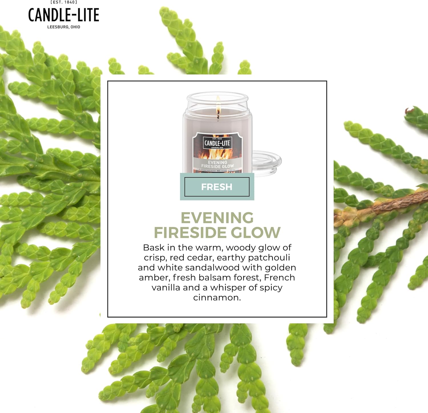 CANDLE-LITE Scented Evening Fireside Glow Fragrance, One 18 oz. Single-Wick Aromatherapy Candle with 110 Hours of Burn Time, Off-White Color, Jar (Individual Box) - Image 5
