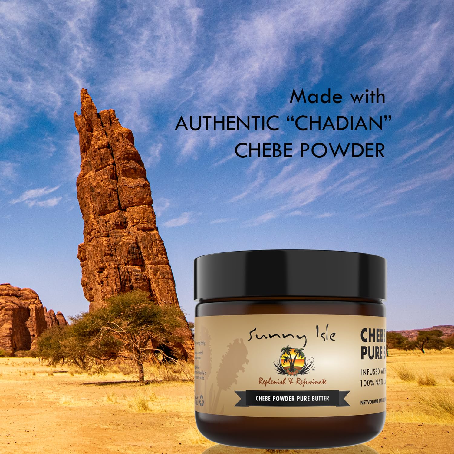 Sunny Isle Jamaican Black Castor Oil Pure Butter with African Chebe Powder 2oz | All-Natural Longer, Stronger Hair & Skin Moisturizer for All Types - Image 6