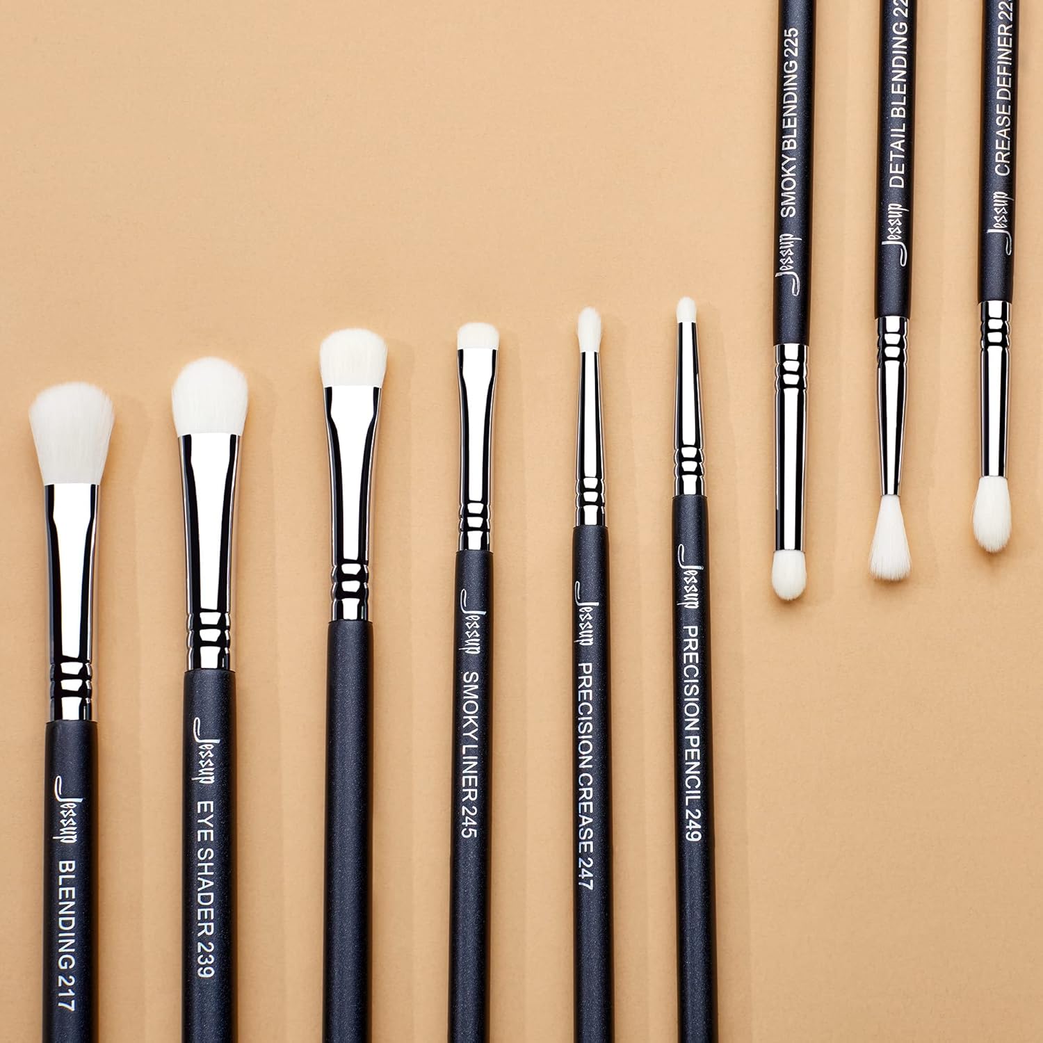 Jessup Eyeshadow Brush Set 11pcs Eye Makeup Brushes Set Professional Eye Shadow Brush Blending Brush Shader Crease Brush Black T340 - Image 8