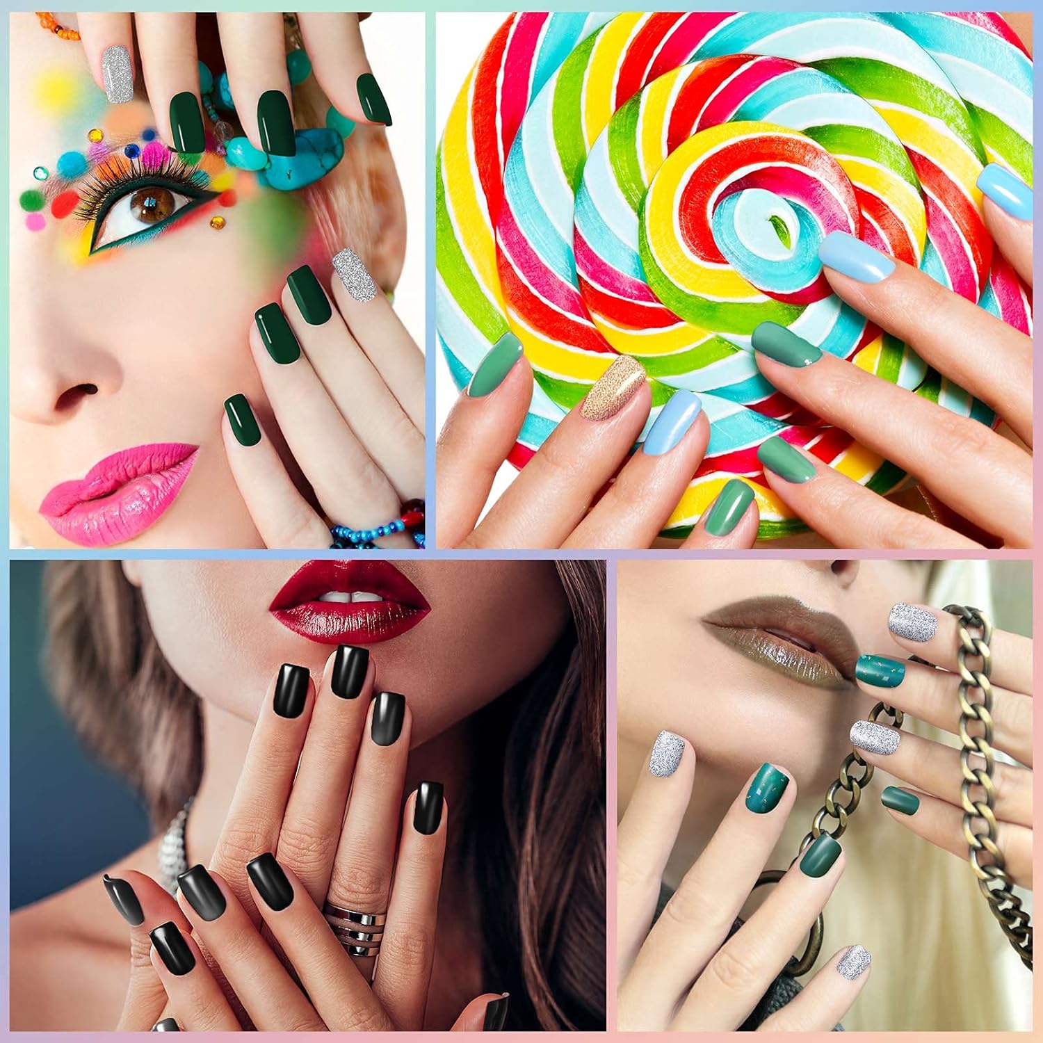Maitys 560 Pieces 40 Sheets Full Wrap Nail Stickers Nail Polish Strips Decals Self Adhesive Gel Fingernail Strips Art Decals with File for Women DIY Craft Decorations(Bright Style) - Image 4