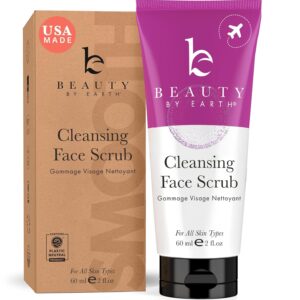 Facial Scrub Exfoliator - USA Made with Natural & Organic Ingredients, Gentle Exfoliating Face Wash for Sensitive & Acne Prone Skin, Microdermabrasion Scrub, Removes Dead Skin Cells (2 Fl Oz)