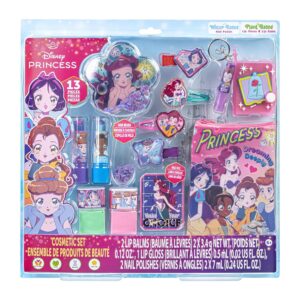 Disney Princess Anime Nail Polish and Lip Gloss Set Girls Beauty Set Kids Makeup Kit for Girls, Ages 3+, by Townley Girl