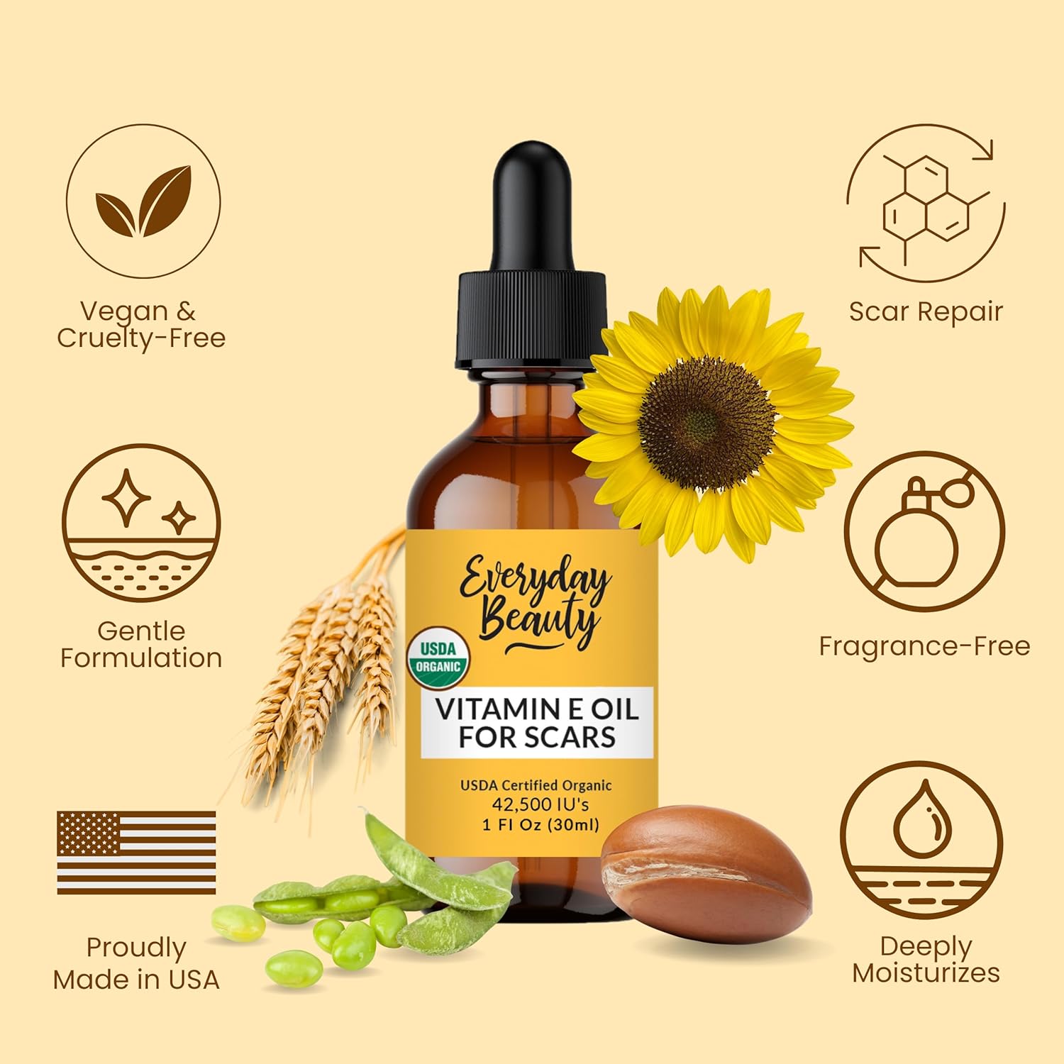 Organic Vitamin E Oil 1oz Natural Vegan Moisturizer for Skin and Face Scars - Image 6