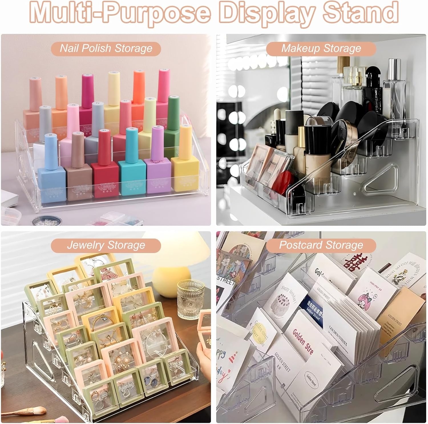 3-Layer Clear Acrylic Nail Polish Organizer and Eyeglasses Display Stand - Image 3