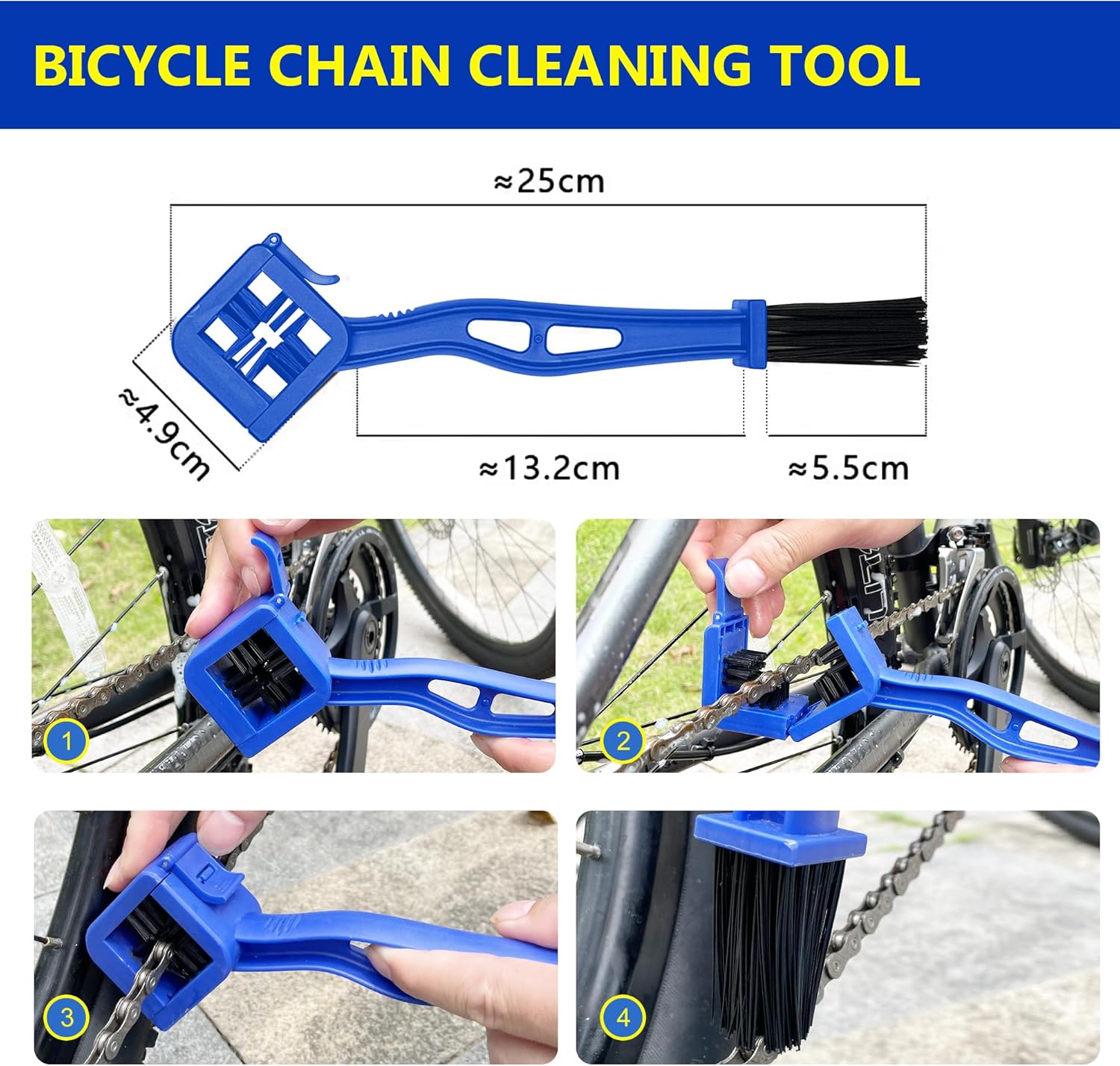 Bicycle Cleaning Brush, 5PCS Bicycle Chain Cleaning Tool Set,Bike Chain Crankset Brush,Bike Cleaner Brush Tools Bike Chain Cleaner Brush Suitable for All Bike - Image 3