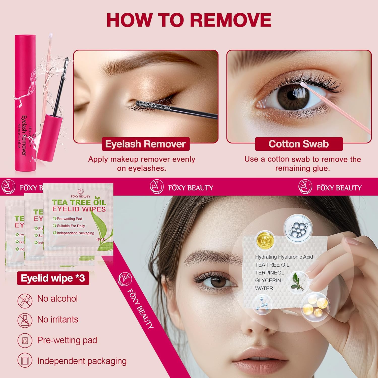 Lash Clusters Kit with Bond Seal Eyelid Wipes Brush and Bag Set - Image 4