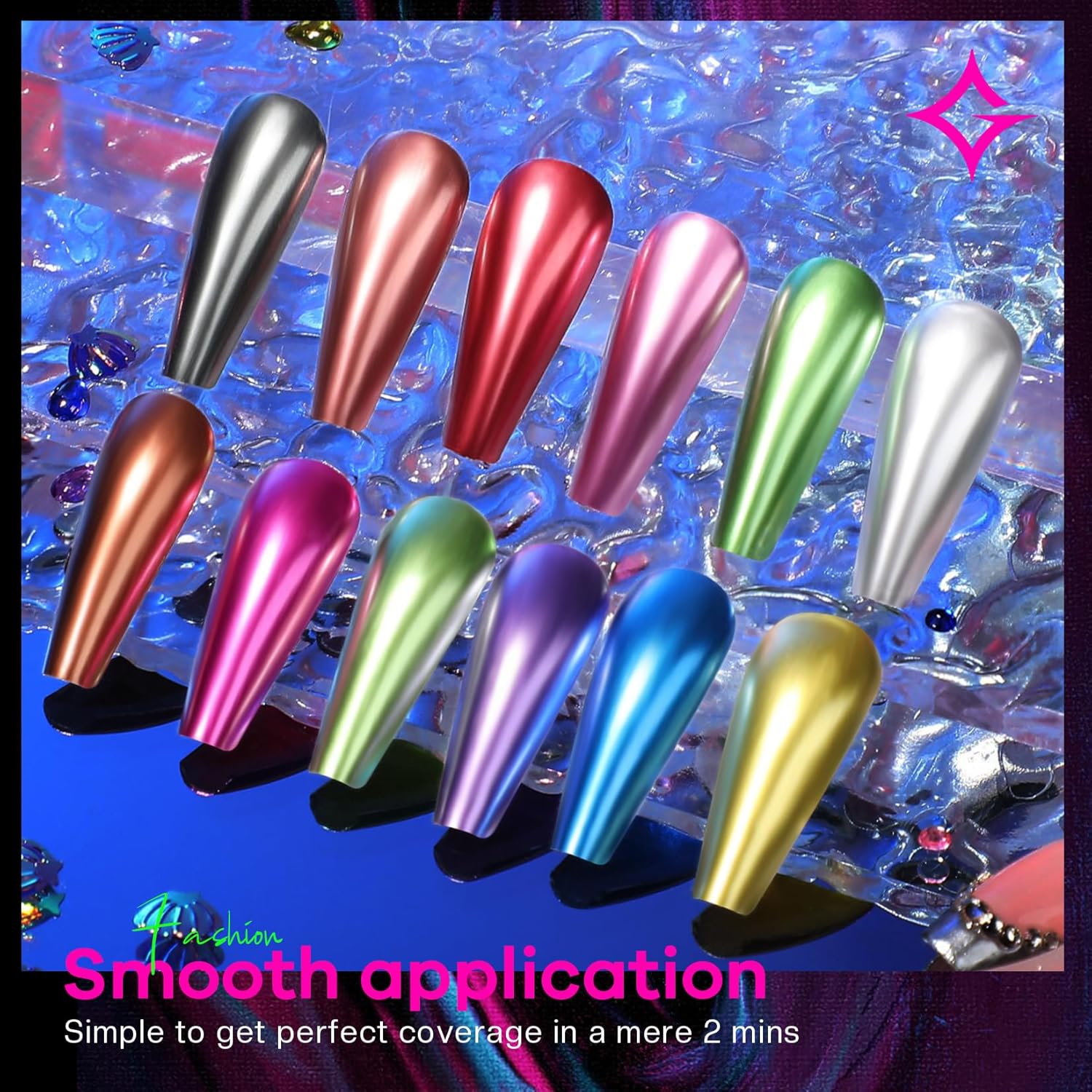 Metallic Nail Polish Set Fingernail: Chrome Mirror Holographic Nail Polish Kit Quick Air Dry 12 Colors Pack Regular Mini Nail Polish Finger Toe DIY Art Salon Gift for Women Party - Image 8