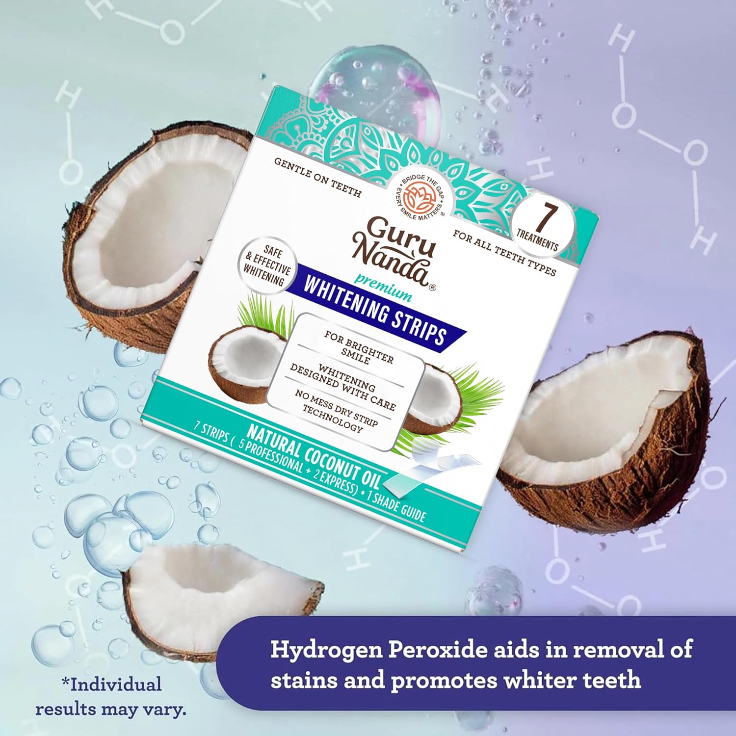 GuruNanda Teeth Whitening Strips - 7-Day Treatment with Non-Slip, Dry Strip Technology - Whitening Designed with Care for a Brighter Smile - Image 3