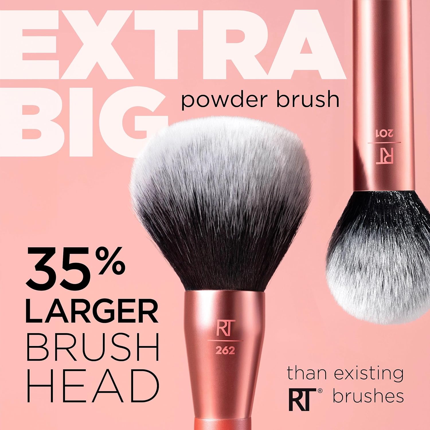 Real Techniques Extra Big Powder Brush, Large Makeup Brush For Powder, Fluffy Head For All-Over Setting, XL Oversized Brush For Quick Application, Cruelty-Free, Synthetic Bristles, 1 Count - Image 3