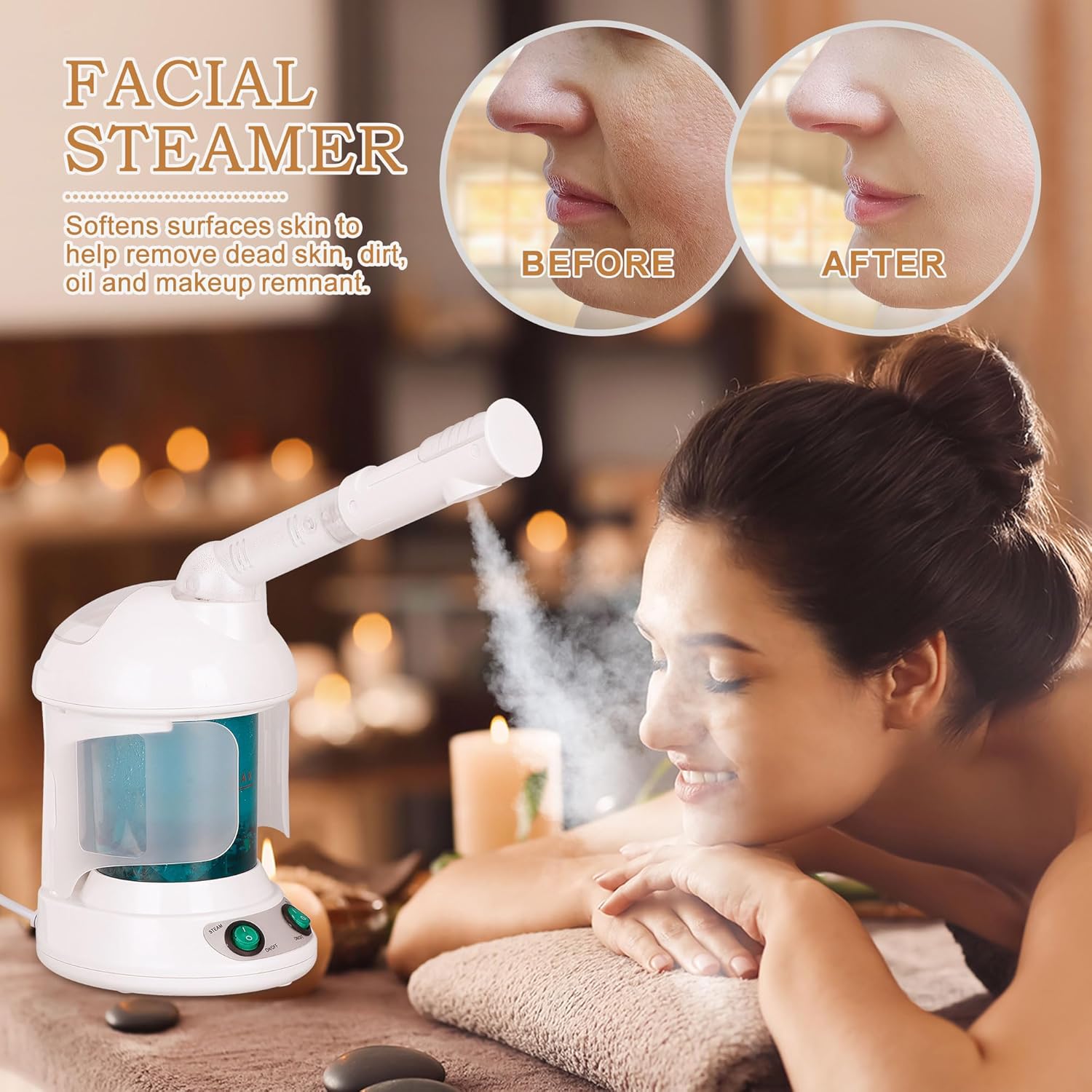 SUPER DEAL Hair Steamer PRO 3 in 1 Multifunction Ozone Facial Steamer with Bonnet Hood Attachment, Hair Therapy & Face Steamer for Personal Care Use at Home or Salon - Image 3