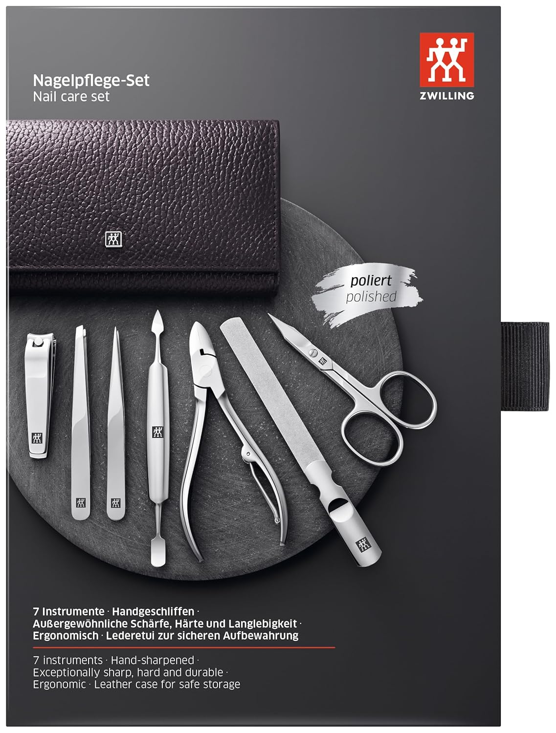 ZWILLING Beauty Classic INOX Manicure and Pedicure Nappa Leather Case with Snap Closure, Nail Care Kit, 8-Piece, Premium Travel Nail Kit, Purple - Image 6