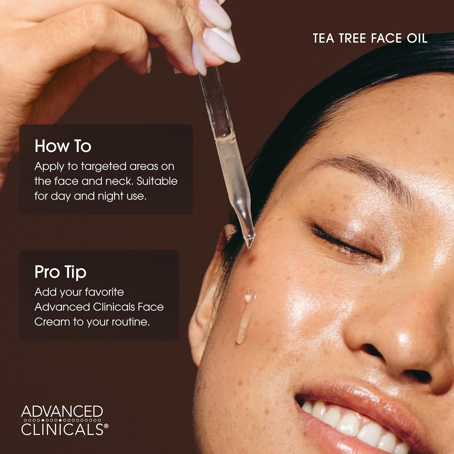 Advanced Clinicals Tea Tree Oil For Skin Facial Serum | Tea Tree Serum For Face With Vitamin E + Botanicals To Help Improve Appearance Of Large Pores & Skin Tone For Smoother Looking Skin, 1.8 Fl Oz - Image 4