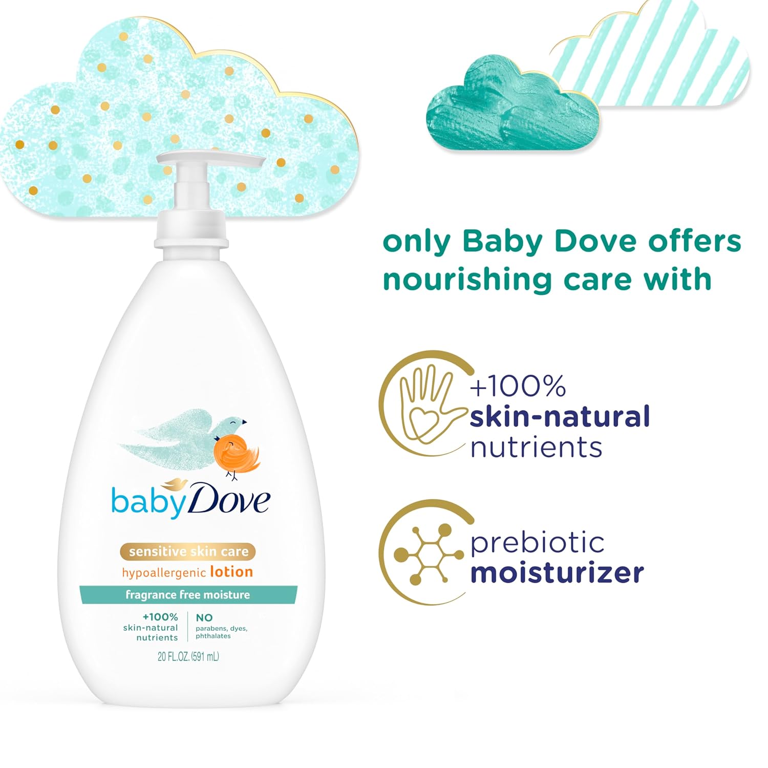 Baby Dove Face and Body Lotion for Sensitive Skin Moisture Fragrance-Free Baby Lotion 20 oz - Image 5